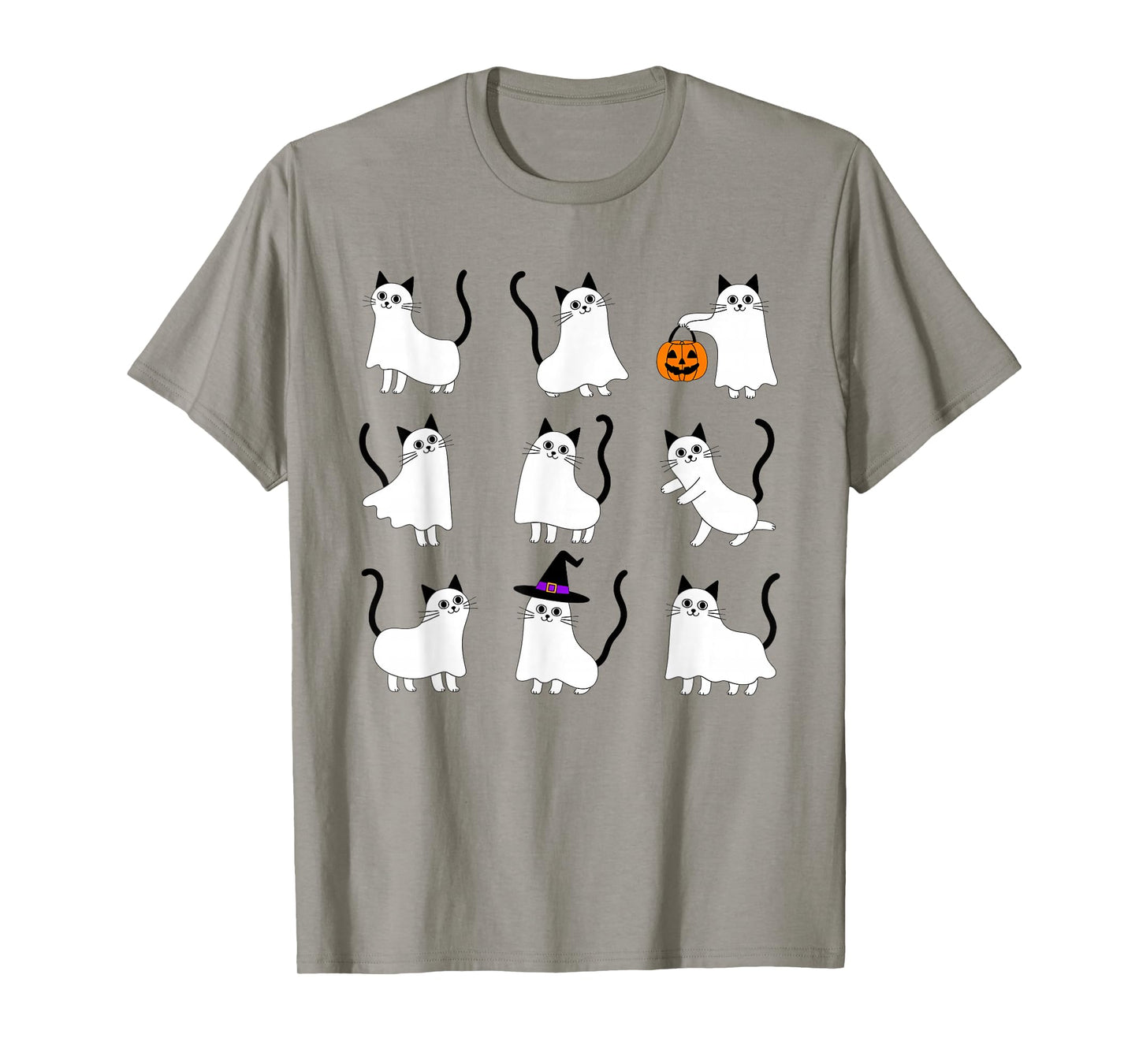 Cute Ghost Cat Funny Halloween Outfit Costumes Black Cat T-Shirt