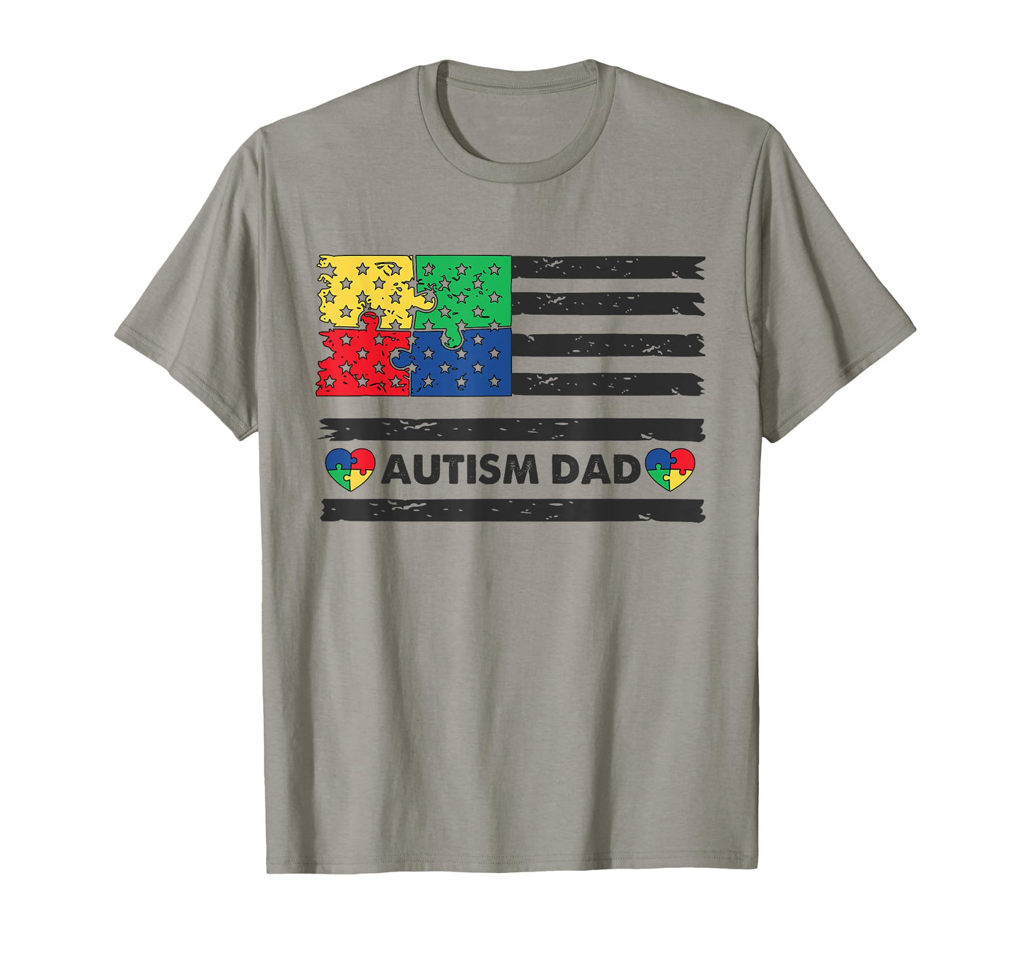 Autism Dad American Flag USA T-Shirt