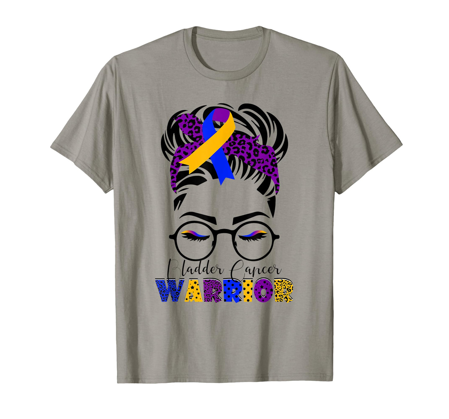 Messy Bun Leopard Bandana Bladder Cancer Warrior Mothers Day T-Shirt