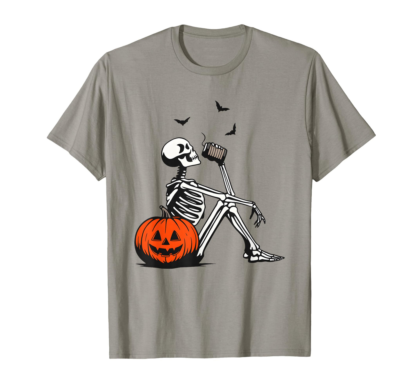 Cute Skeleton Drink Coffee Halloween Vintage T-Shirt