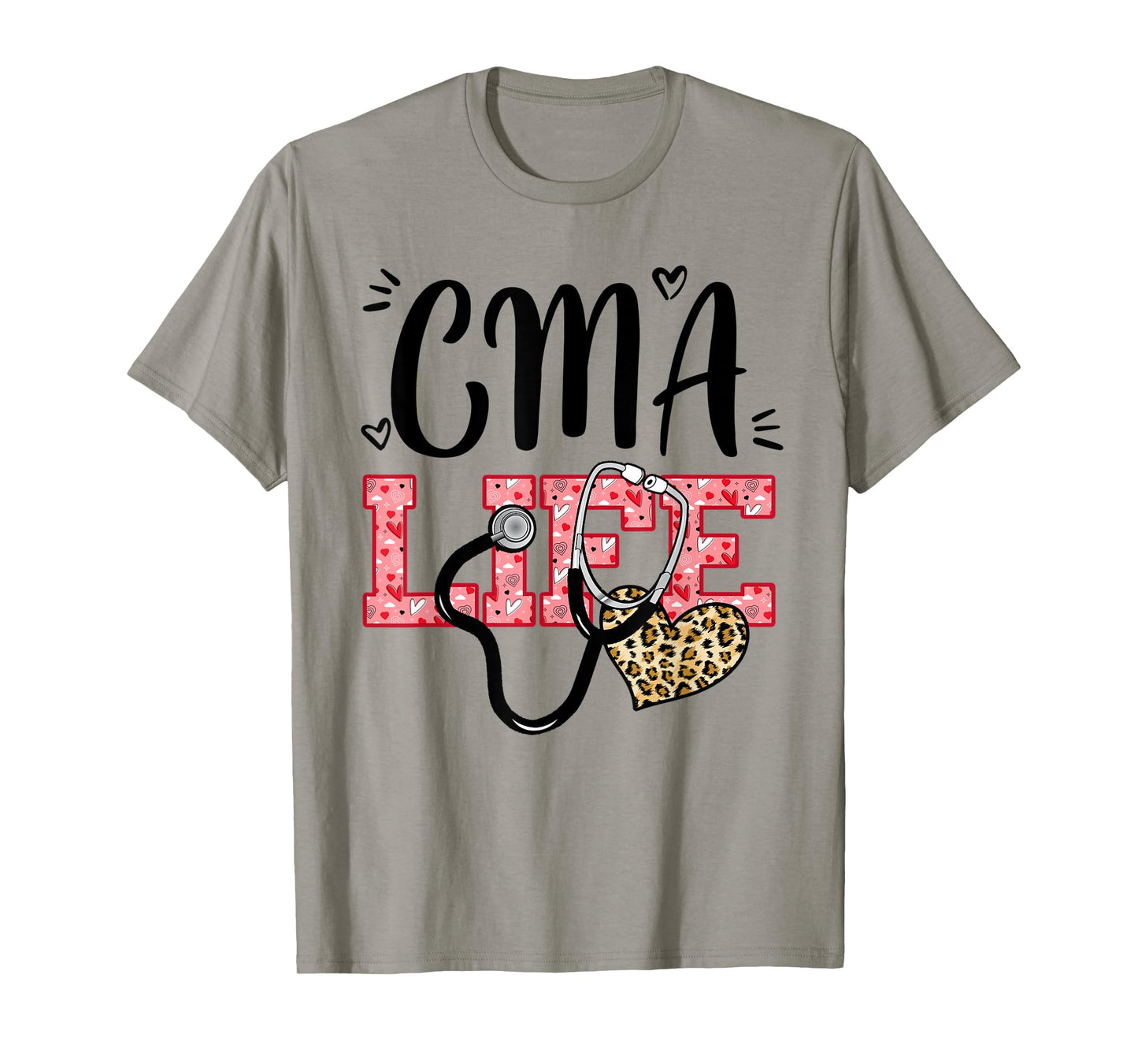 Funny Nurse CMA Life Leopard Stethoscope Valentines Day T-Shirt