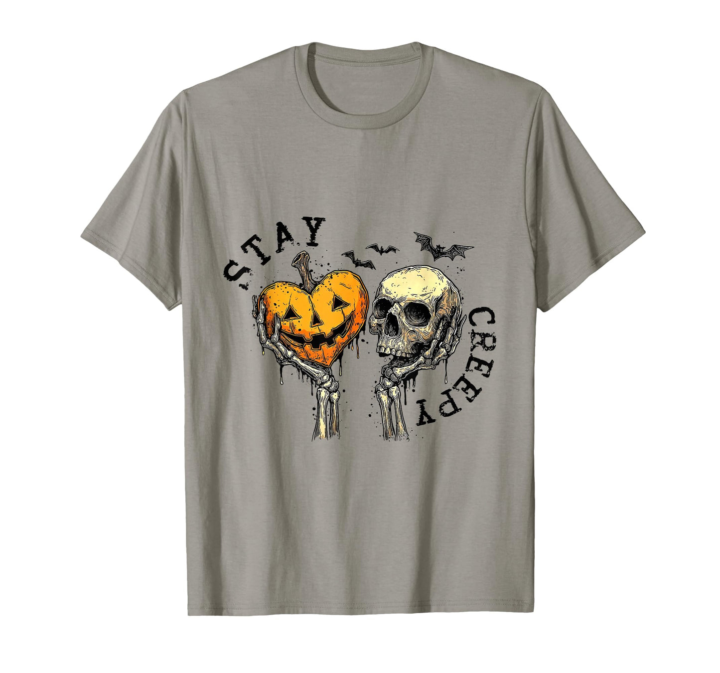 Stay Creepy Pumpkin Heart Skeleton Hand Spooky Halloween T-Shirt