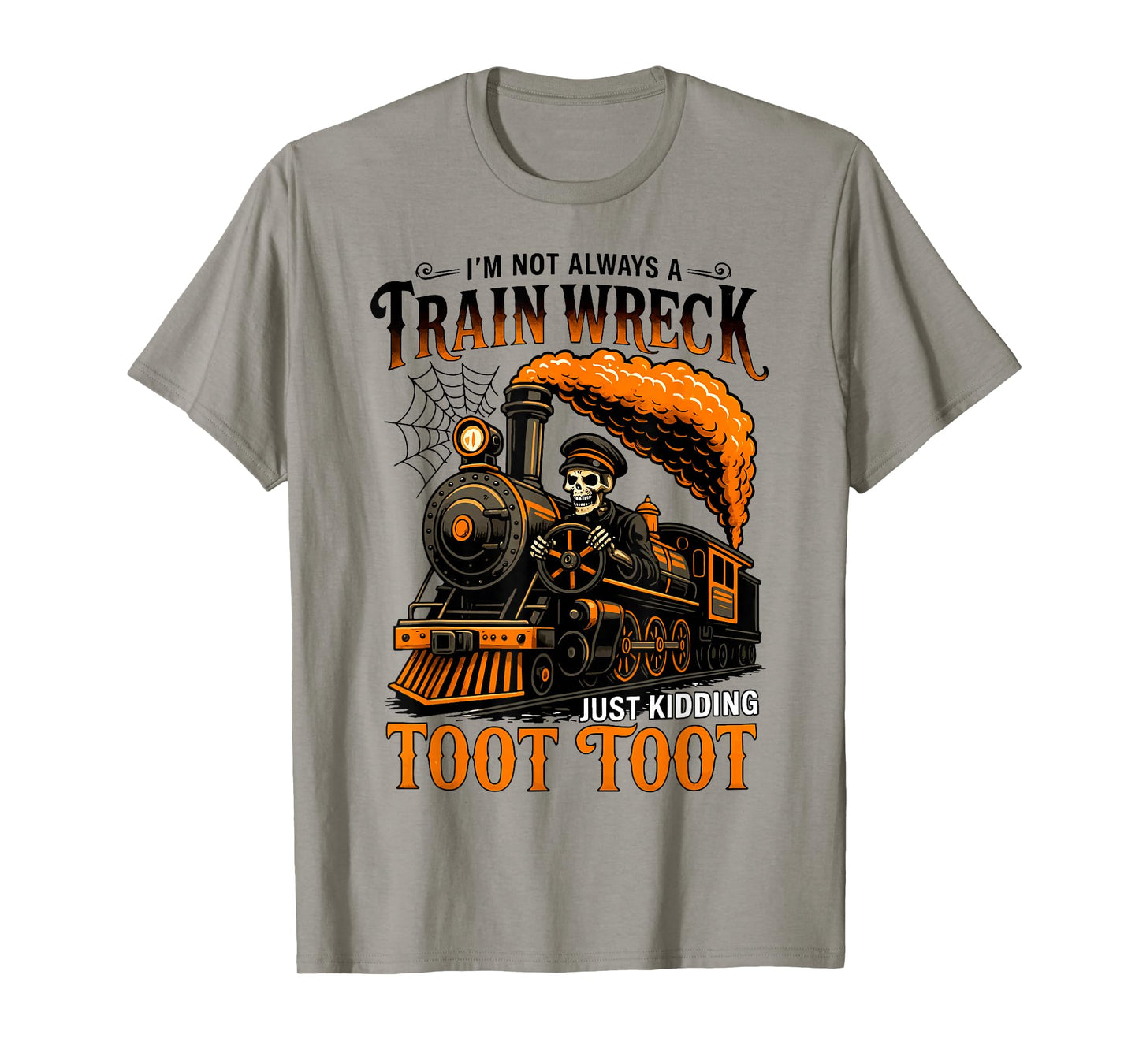 Train Wreck Skeleton Toot Toot Funny Halloween Costume T-Shirt