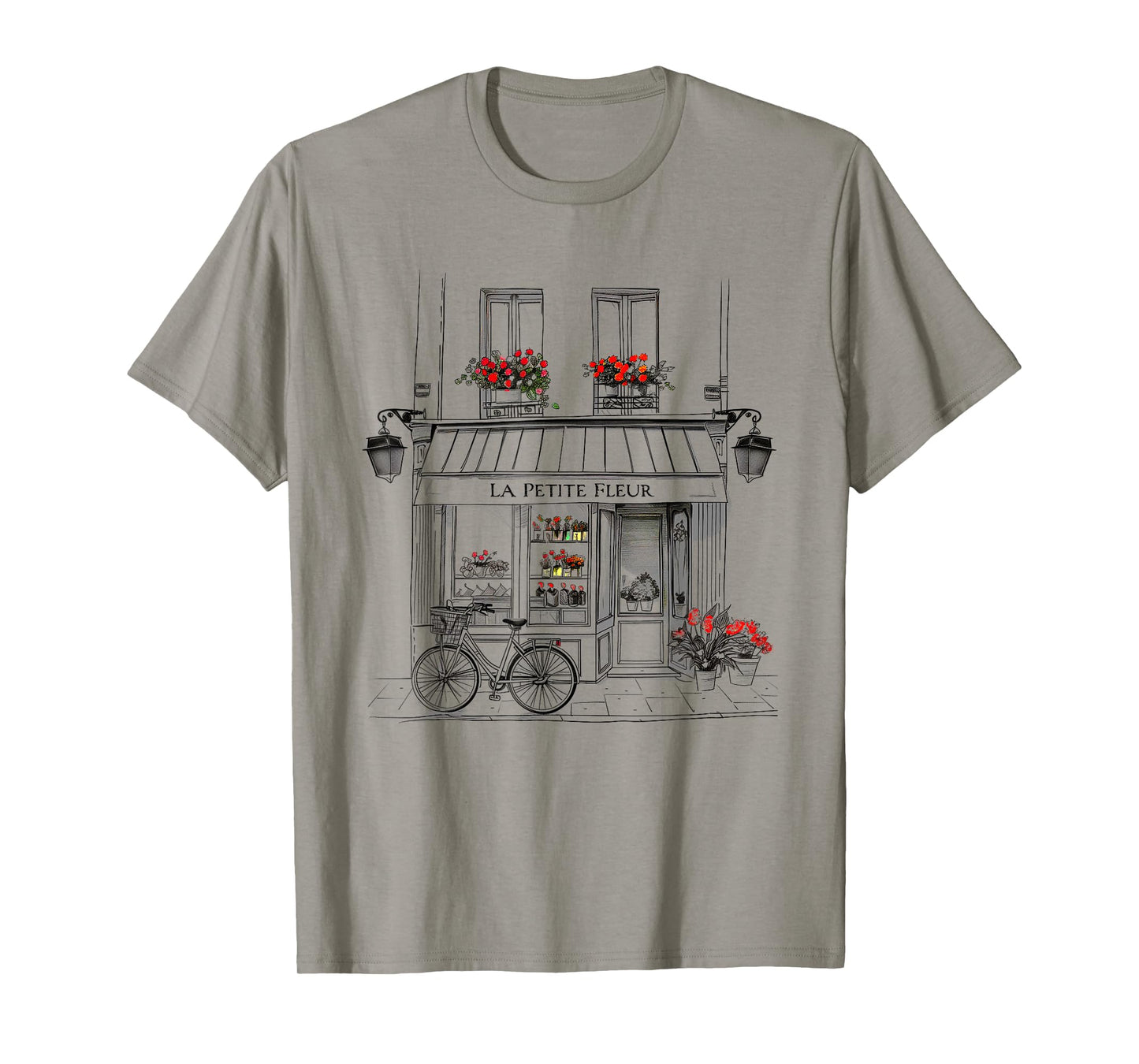 Cute French Flower Shop Paris France Line Drawing Souvenir T-Shirt