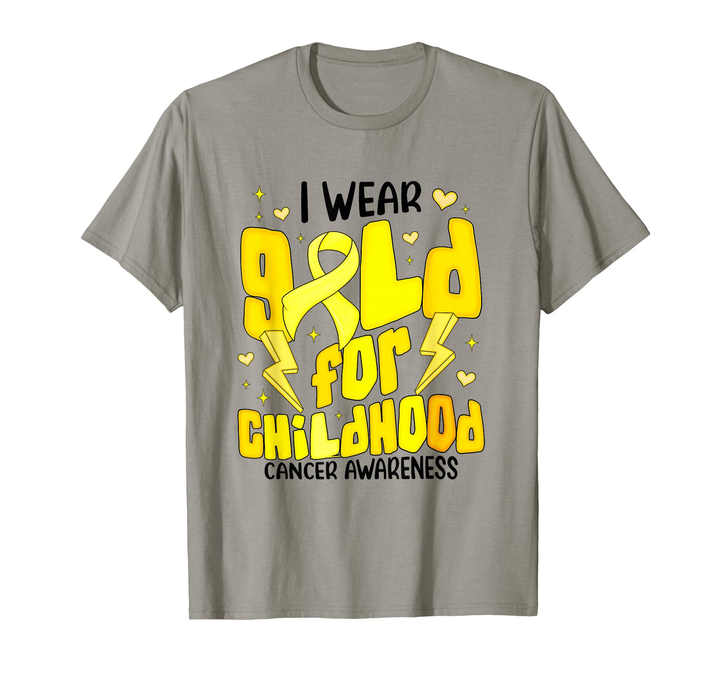 I Wear Gold For Childhood Cancer Awareness Gold Ribbon T-Shirt