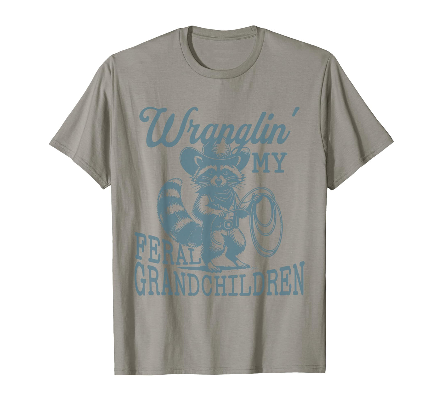 Retro Cowboy Wranglin' My Feral Grandchildren Raccoon Lover T-Shirt
