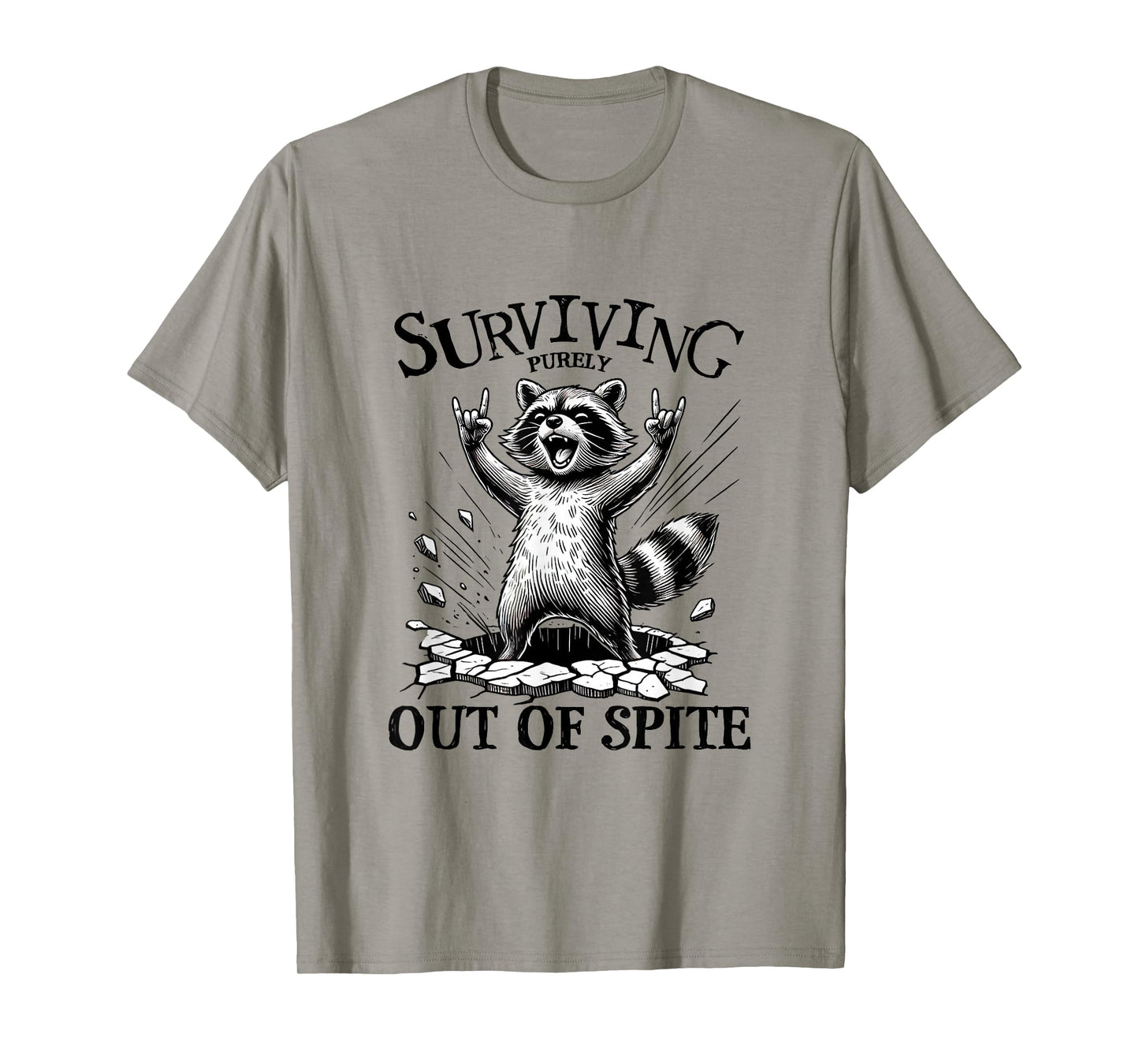 Surviving Purely Out Of Spite Rocking Raccoon Vintage T-Shirt