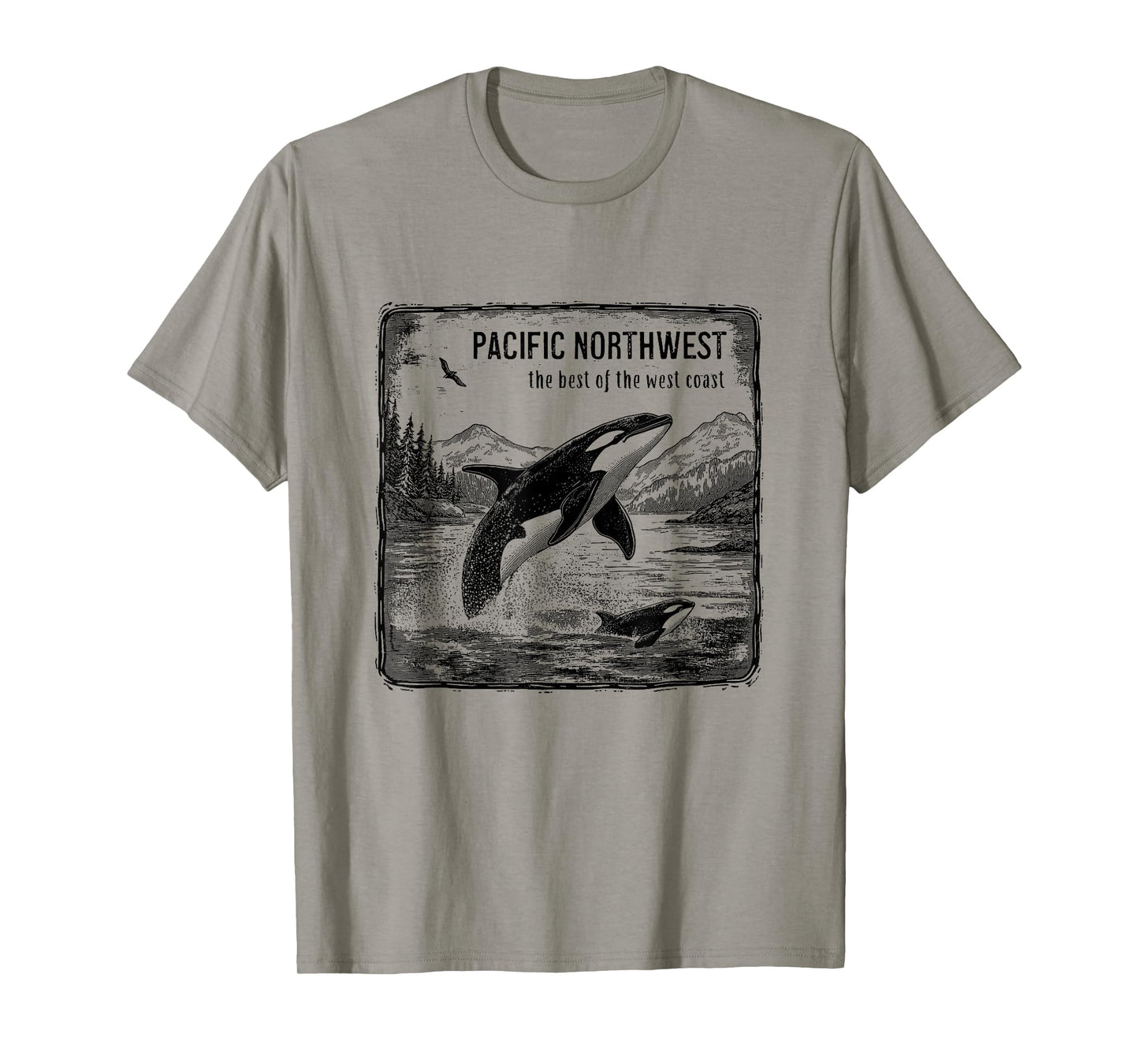 Pacific Northwest Orca Whale Camping Hiking Souvenir T-Shirt