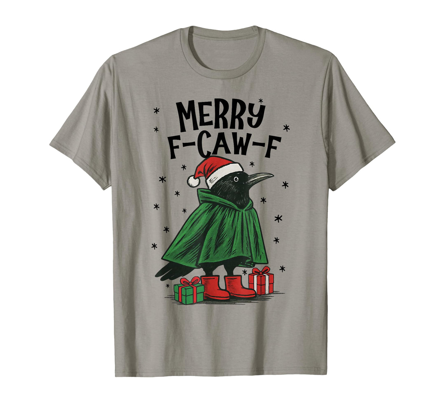 Merry F-Caw-F Funny Christmas Black Crow Merry Xmas F-Caw-F T-Shirt