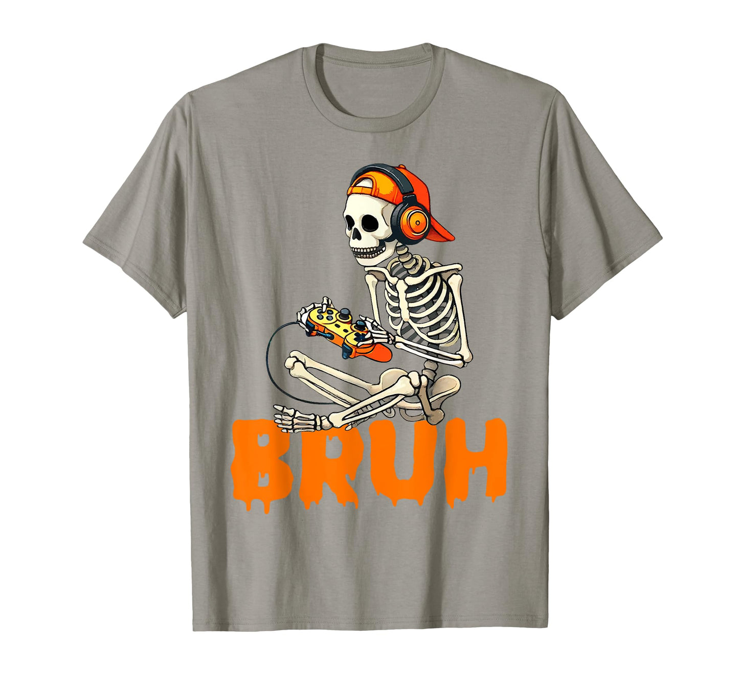 Bruh Halloween Boys Kids Gamer Mens Skeleton Video Gaming T-Shirt