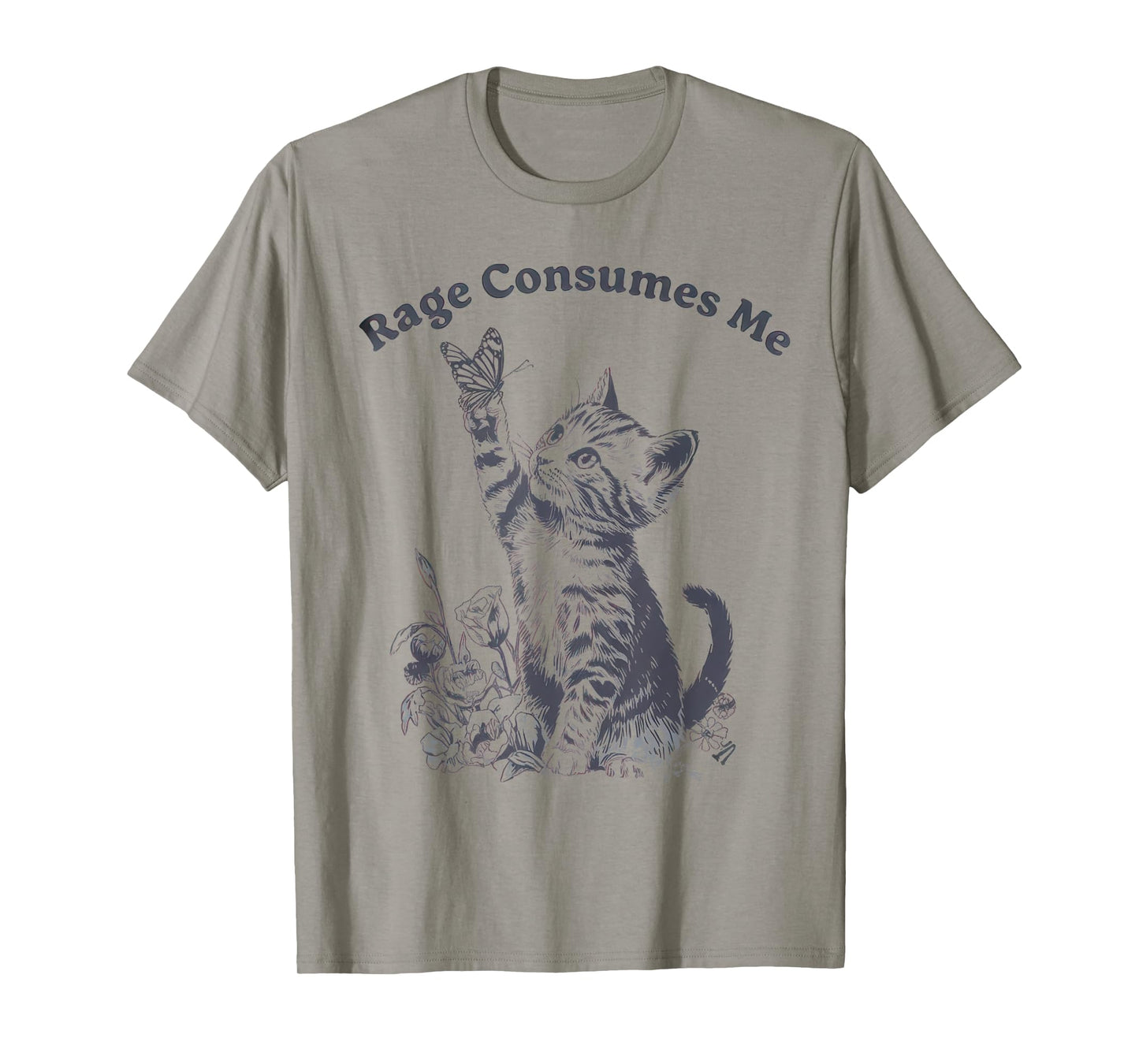 Rage Consumes Me Shirt Cute Cat Meme Kitten Butterfly T-Shirt