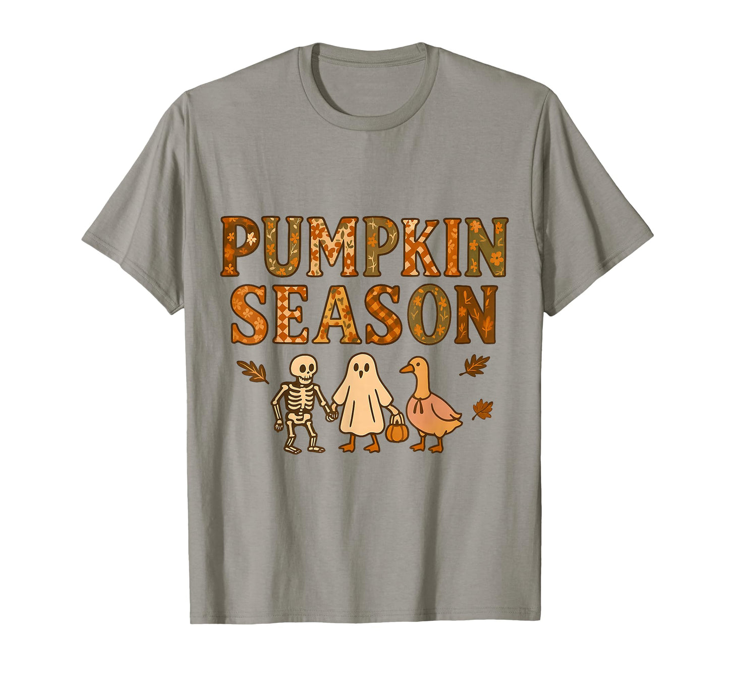 Pumpkin Season Cute Fall Halloween Skeleton Ghost Goose T-Shirt