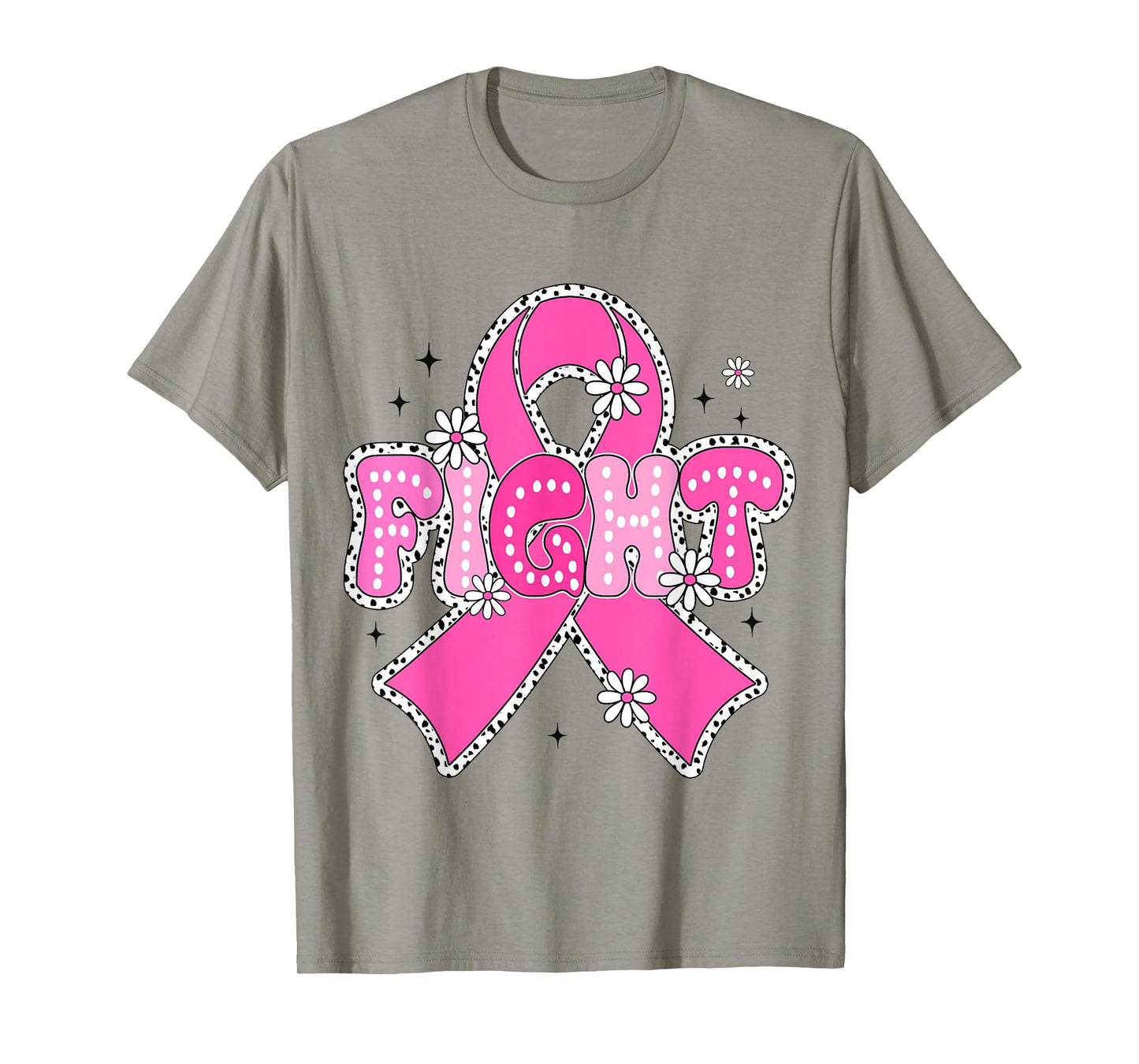 Floral Fight Pink Ribbon Fighter Breast Cancer Awareness T-Shirt