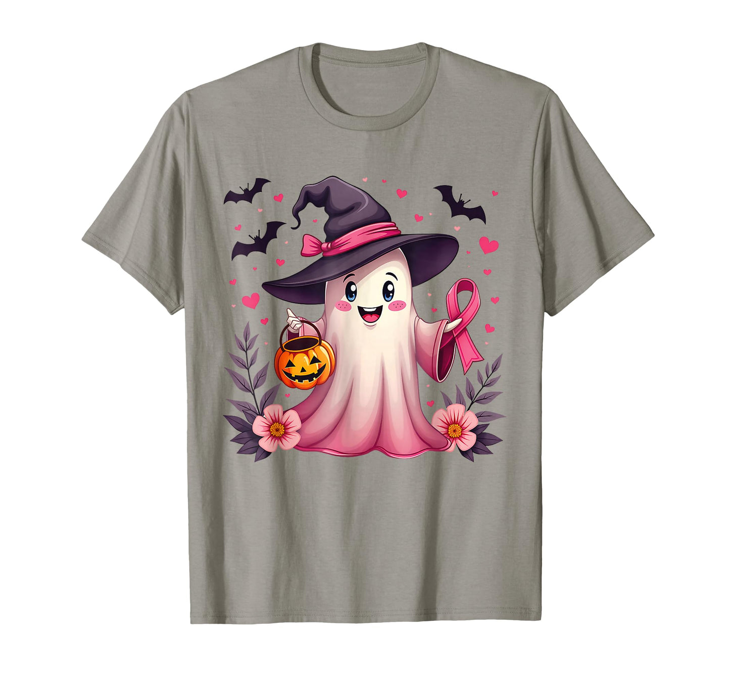 in October We Wear Pink Breast Cancer Awareness Halloween T-Shirt