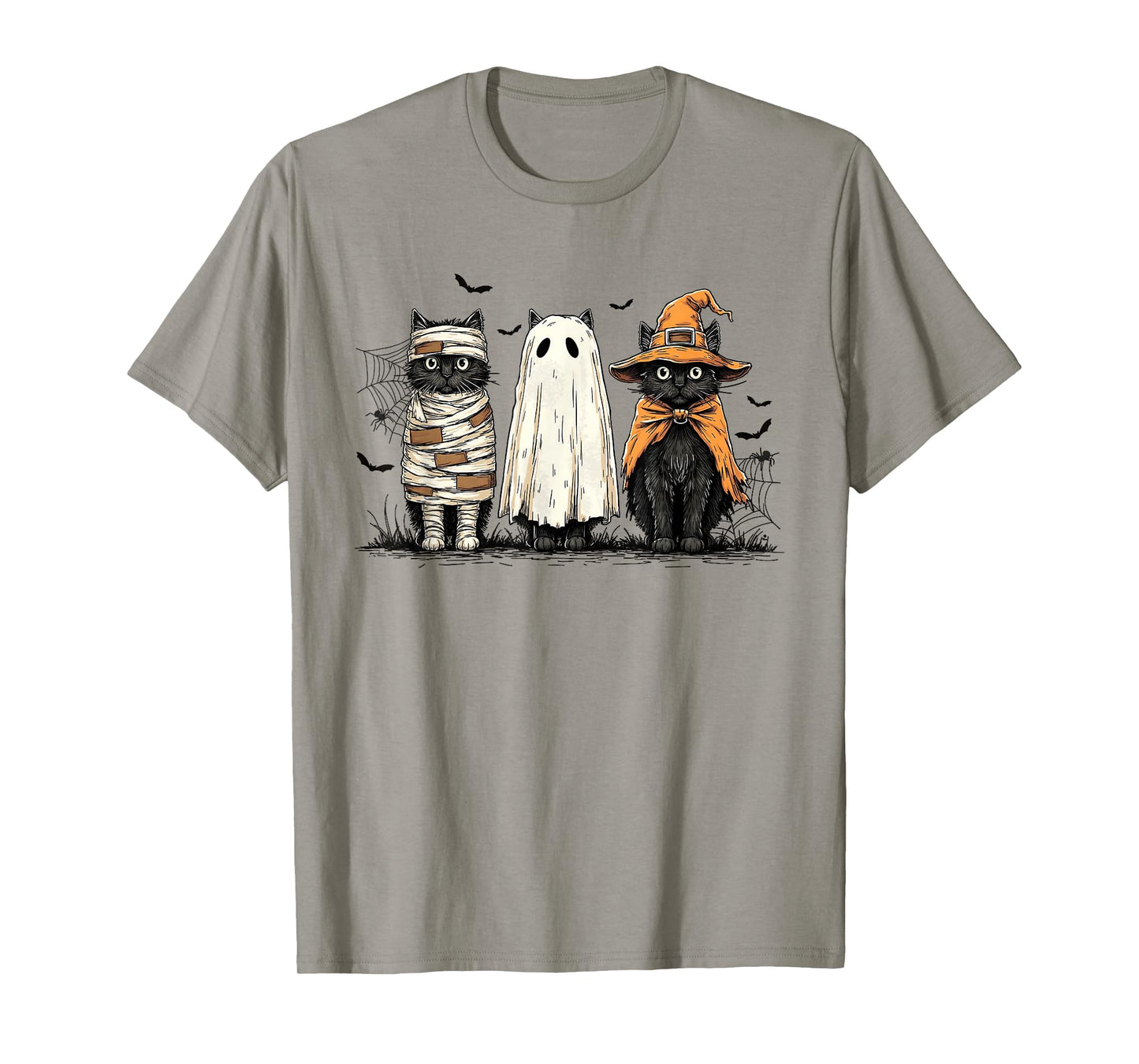 Black Cat Ghost Witch Halloween Costume Men Women Kids T-Shirt