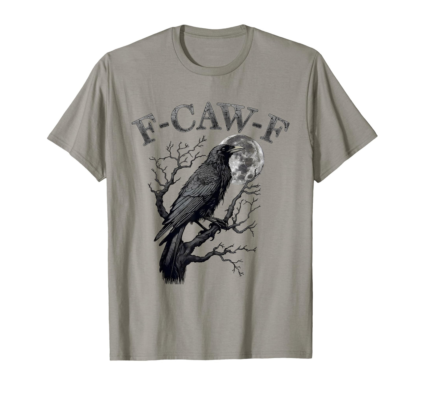 Black Crow, F-Caw-F Funny Black Raven Bird Moon Graphic Art T-Shirt