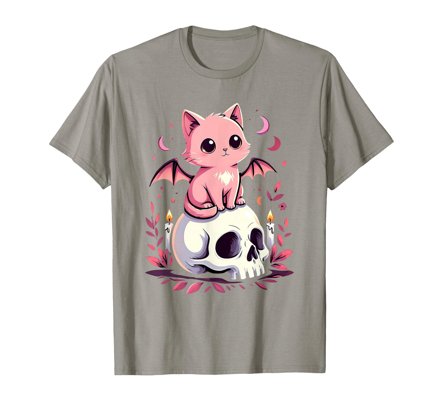 Kawaii Pastel Goth Cute Creepy Cat Bat Skeleton Men Women T-Shirt