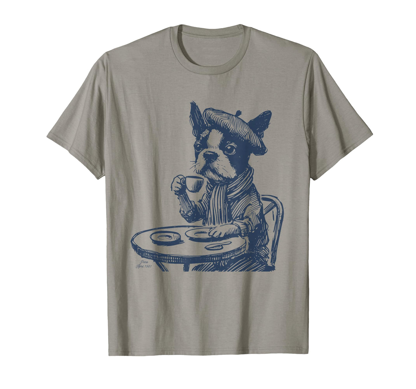 Boston Terrier France Coffee Paris Dog Cafe Espresso T-Shirt