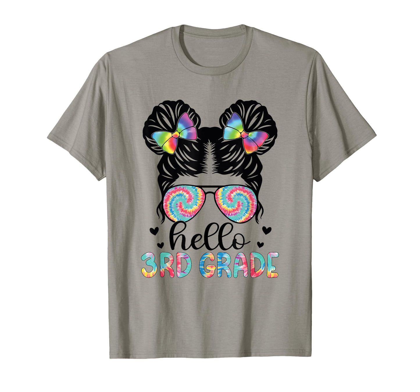 Hello 3rd Grade Messy Bun Third Grade Back To School Girls T-Shirt