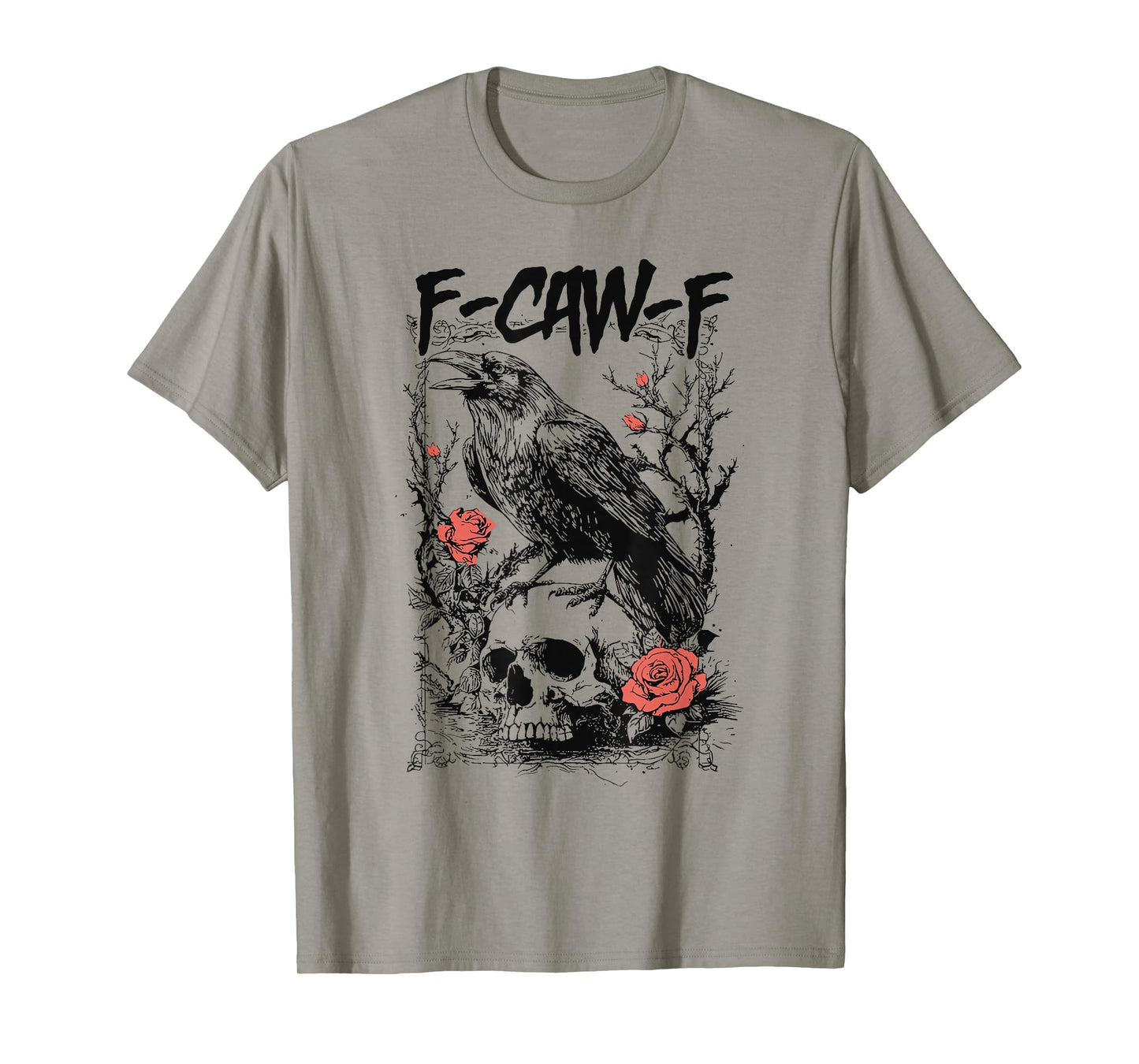Floral Crow Raven F-CAW-F Halloween Dark Bird Crow Meme T-Shirt