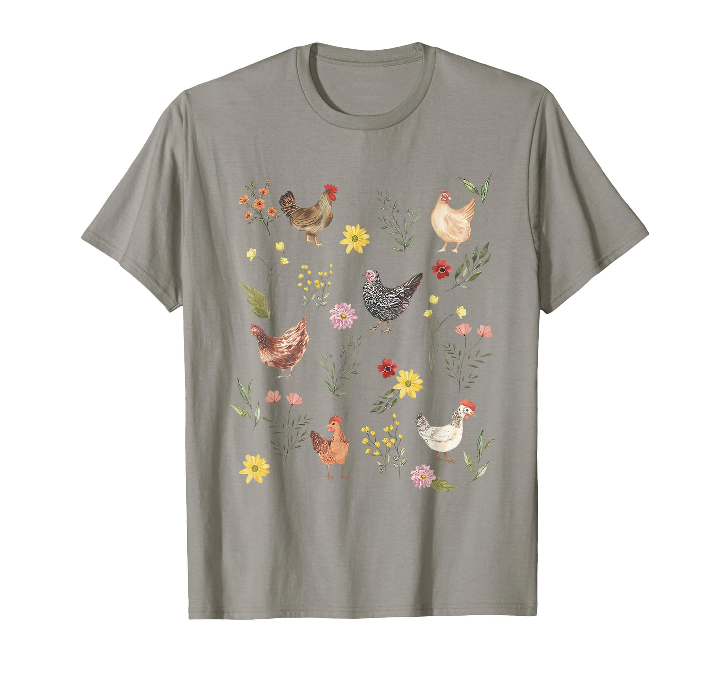Wildflower Chicken Floral Chicken Lover Cute Farmer Flowers T-Shirt