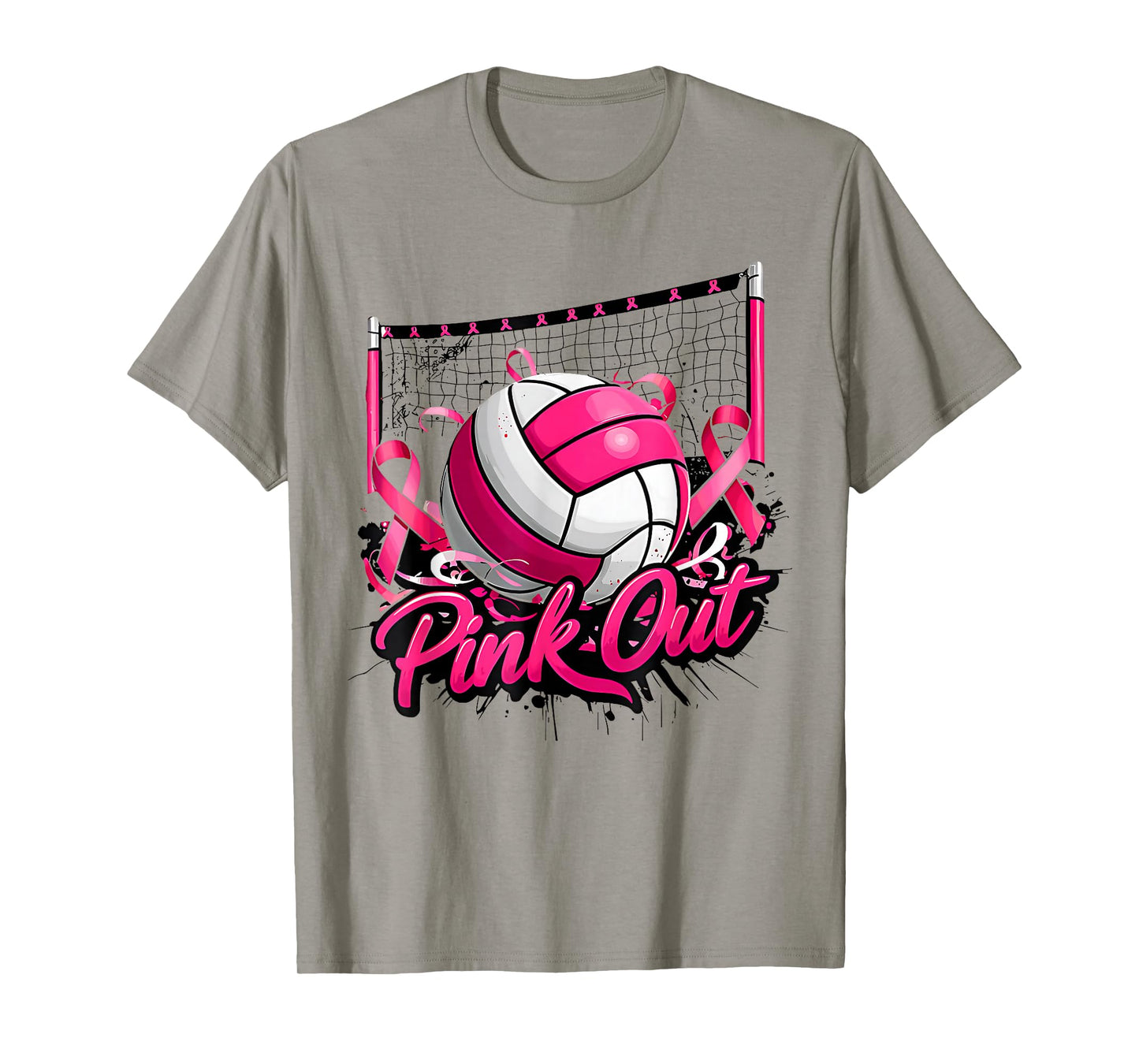 Pink Out Volleyball Mom Girls Player Breast Cancer Awareness T-Shirt