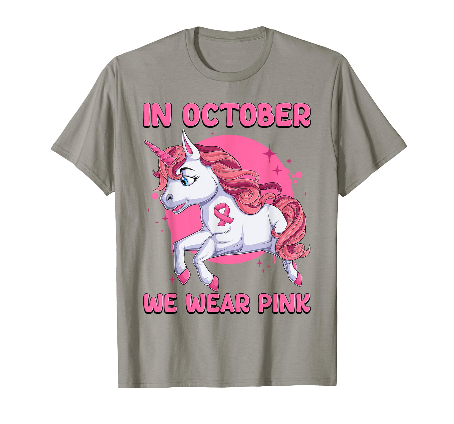 In October We Wear Pink Unicorn Breast Cancer Awareness T-Shirt