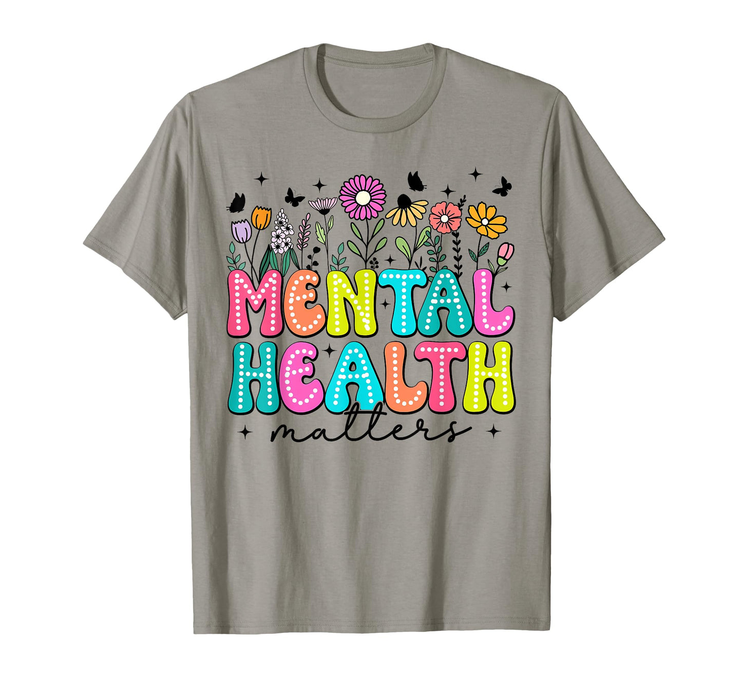 Mental Health Matters Awareness Human Brain Illness Floral T-Shirt