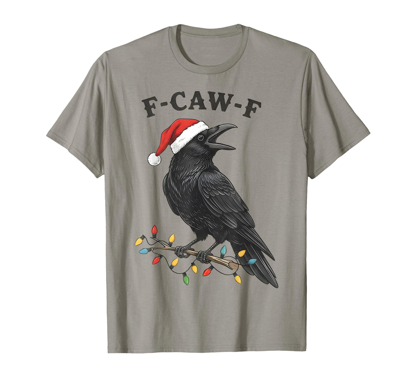 Vintage Raven Christmas, F-Caw-F Crow Santa Hat Xmas Funny T-Shirt