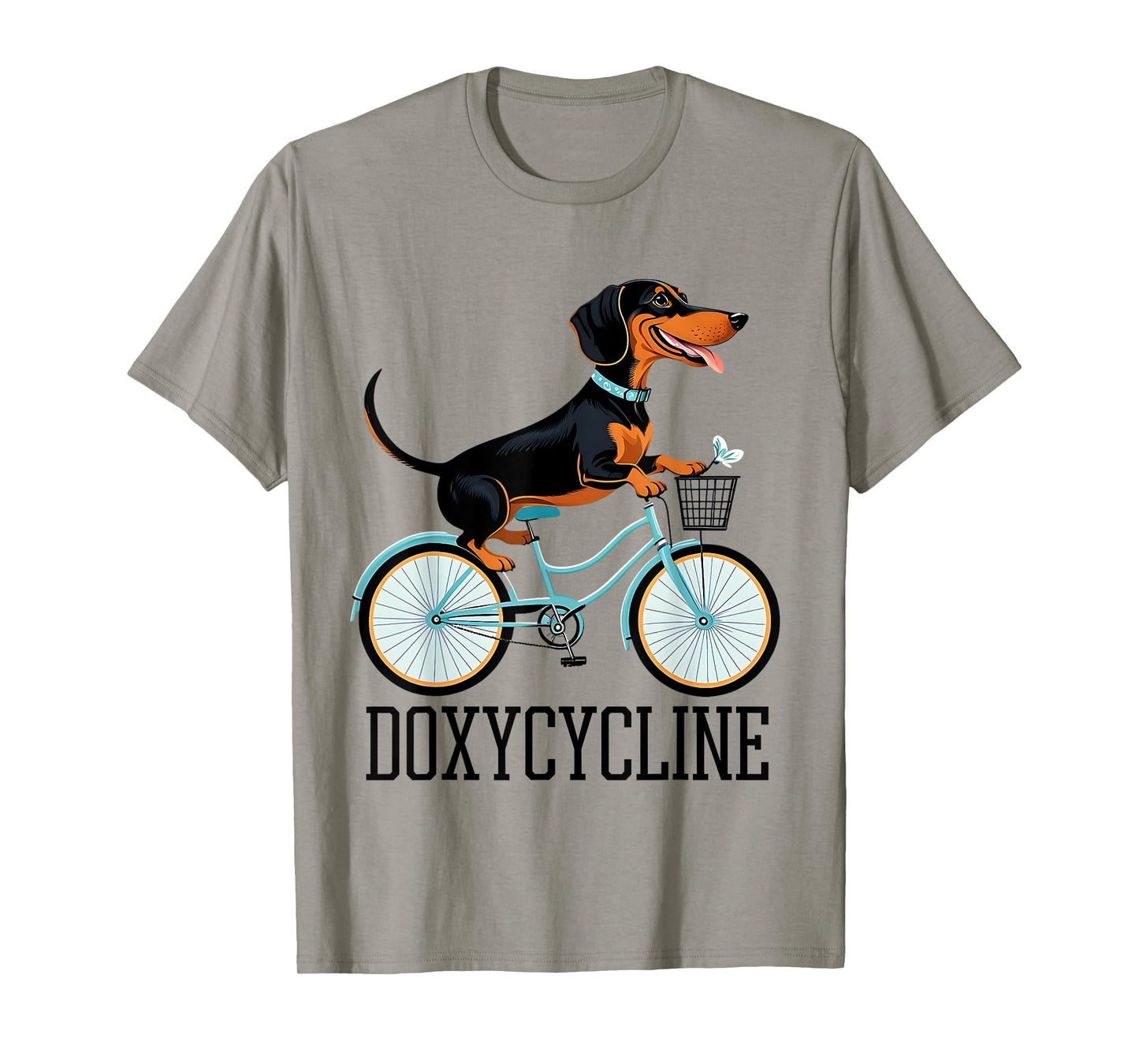 Dachshund on Bicycle Doxycycline Pharmacy Pun DogPharmacist T-Shirt