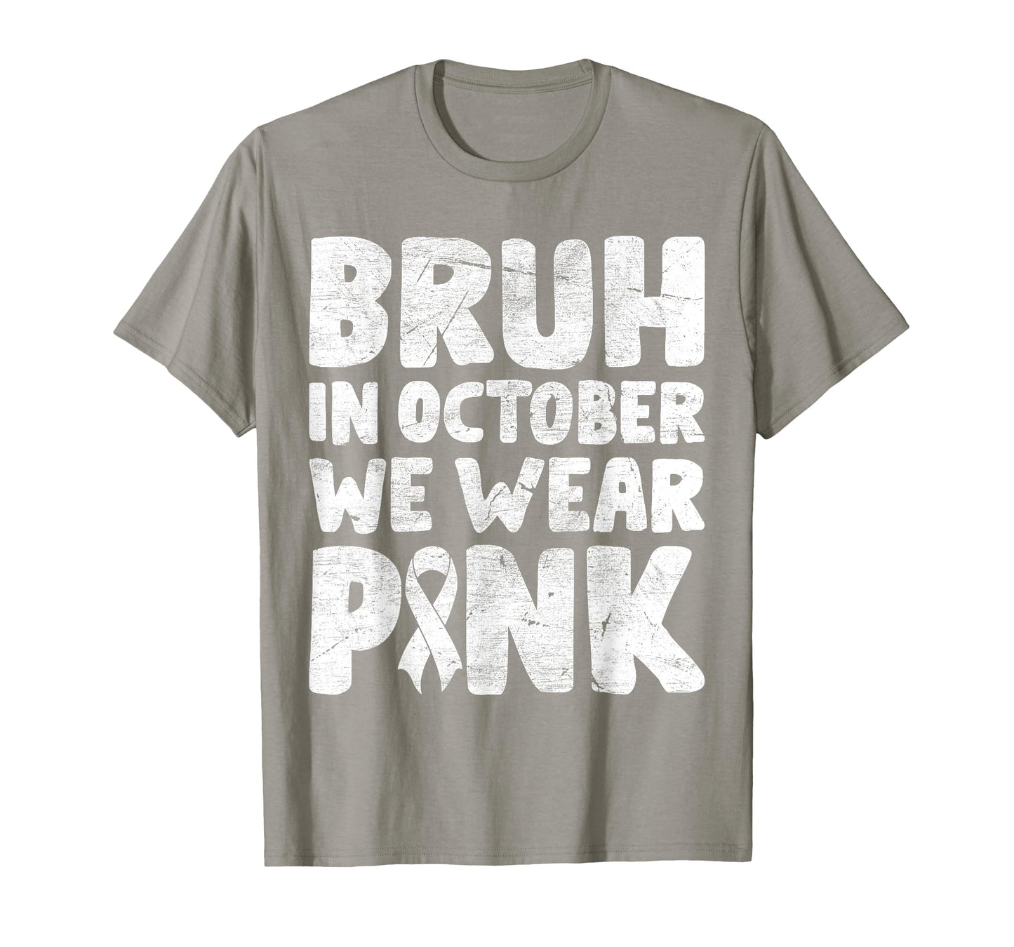 Breast Cancer Shirts for Kids Boys Bruh In October Wear Pink T-Shirt