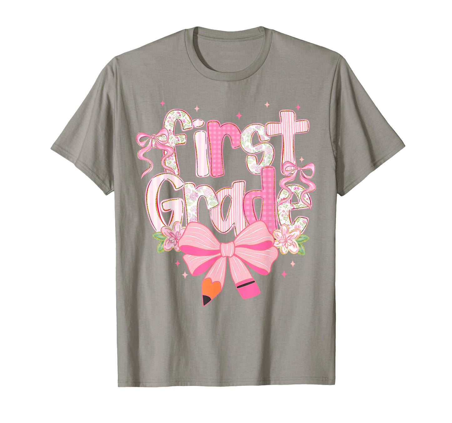 Preppy Back To School Floral 1st Grade Coquette Girl Kids T-Shirt