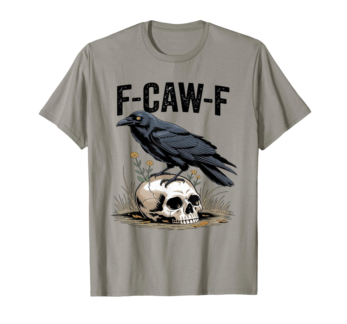 Retro Crow T-Shirt - Funny F-Caw-F Black Raven Bird Graphic T-Shirt