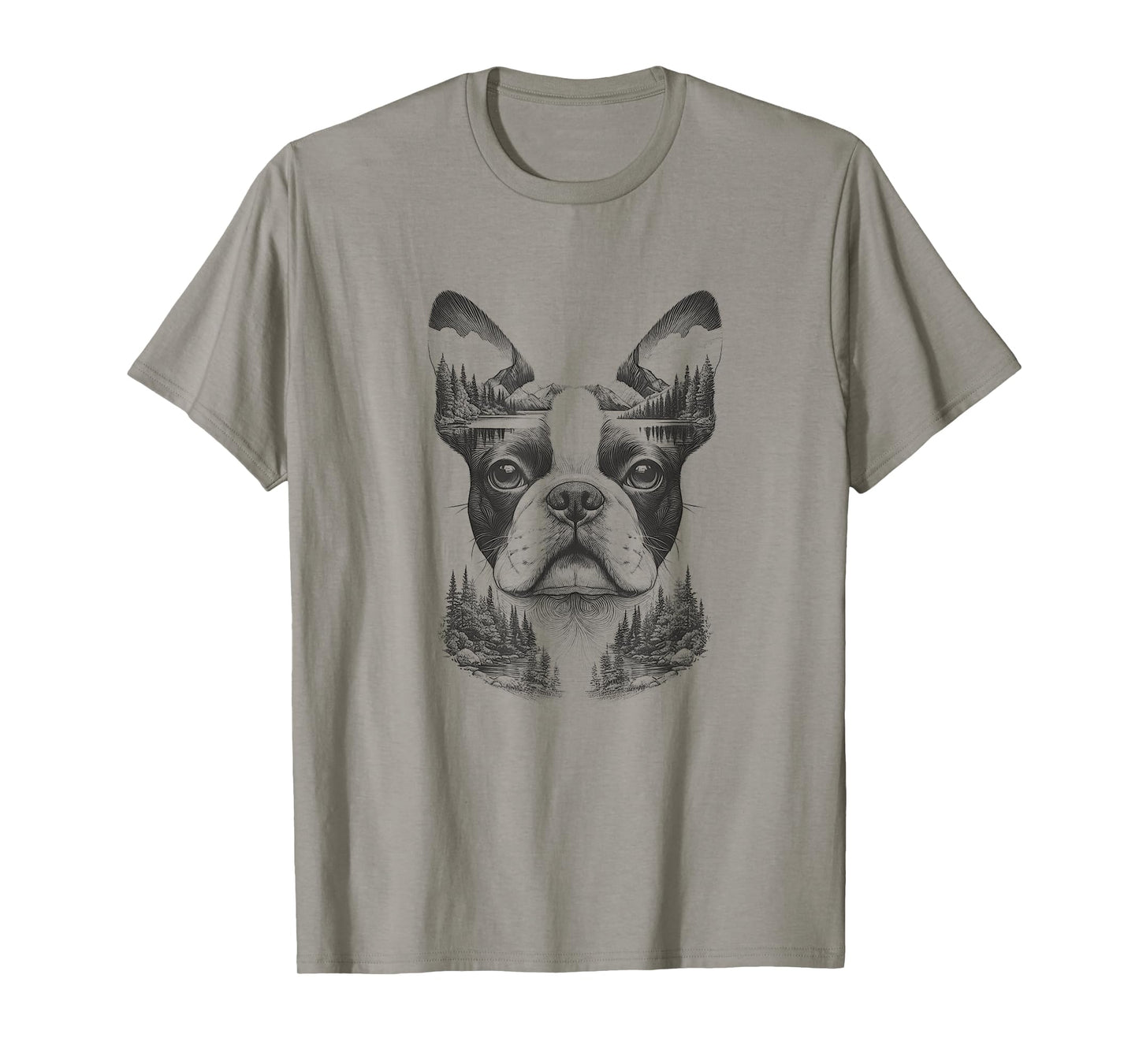 Boston Terrier Dog Bostie Nature Memorial Design Idea Men Women T-Shirt