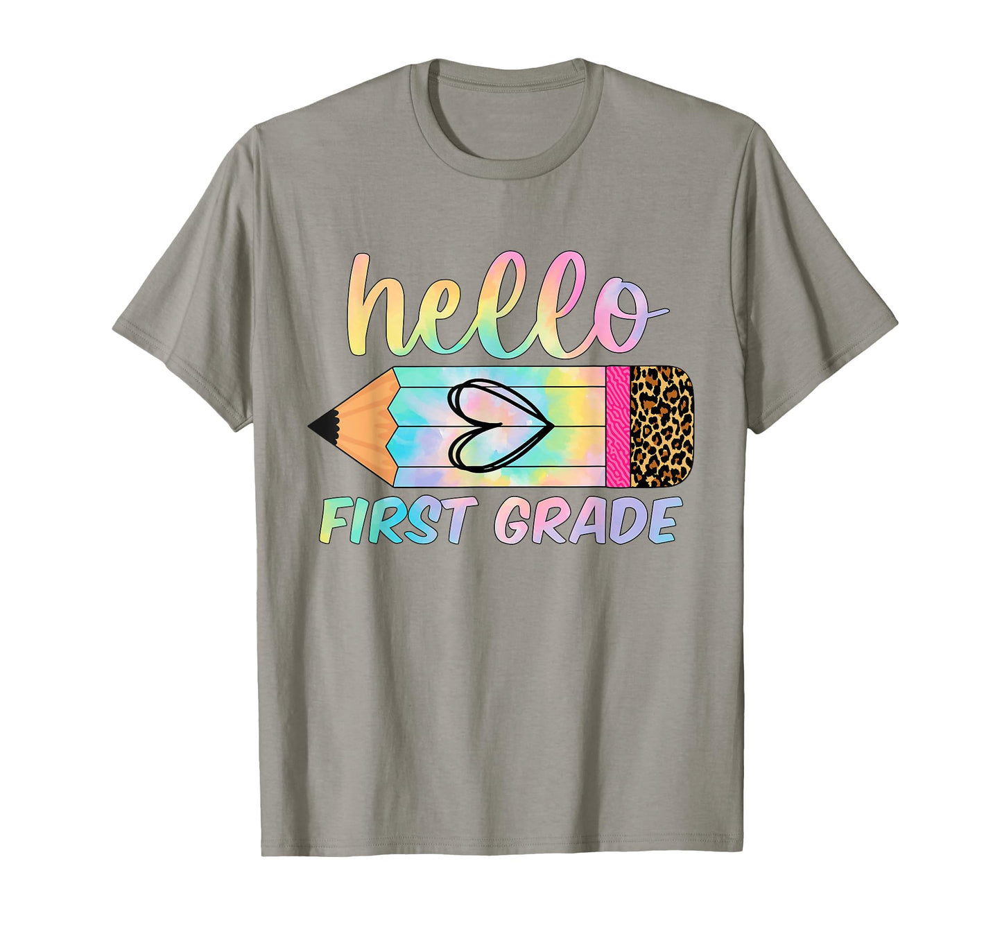 Back To School Hello First 1ST Grade Leopard Tie Dye Teacher T-Shirt