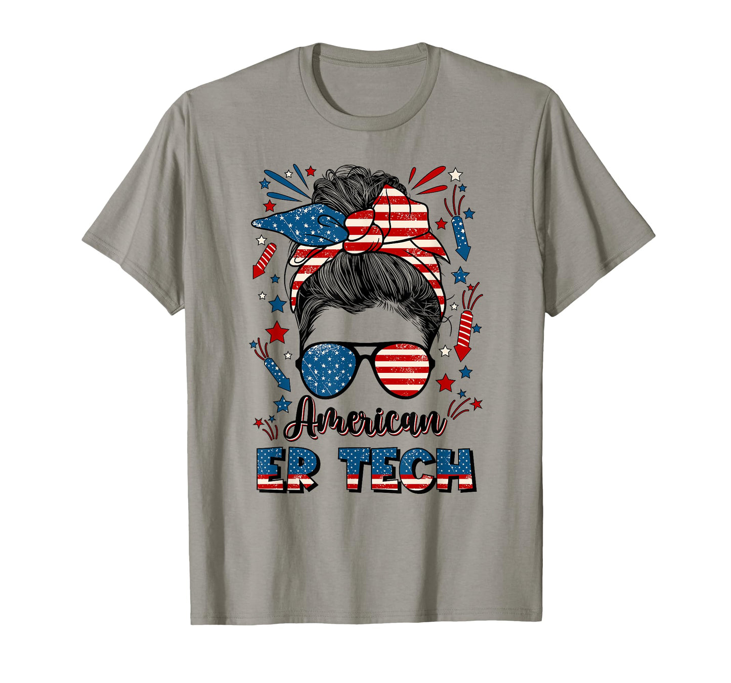 4th Of July ER Tech American Flag Emergency Room Technician Women Men T-Shirt