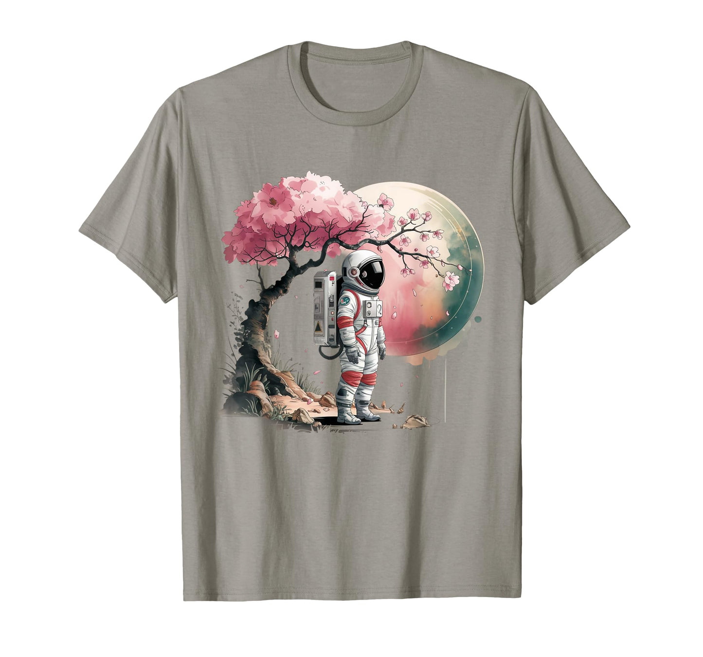 Cherry Blossom Astronaut Japanese Spring Flowers Nature T-Shirt