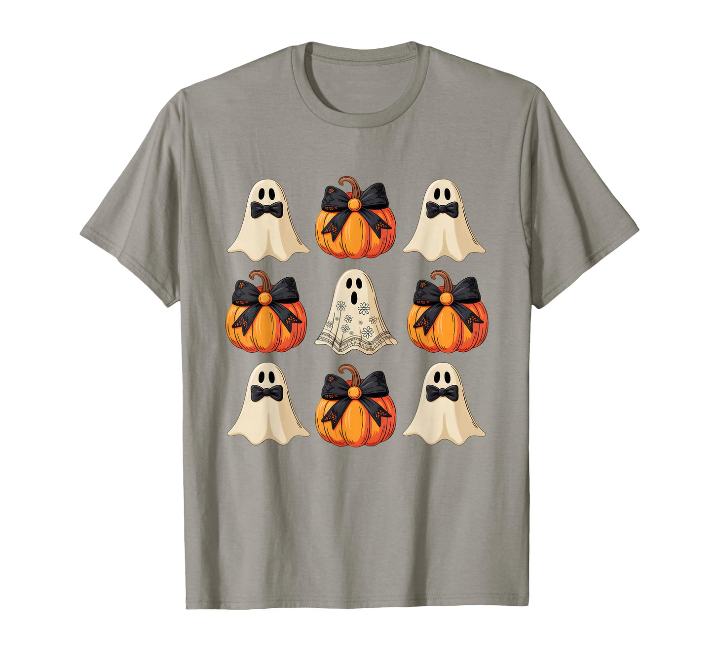 Coquette Bow Pumpkin Autumn Women Girls Halloween Ghost T-Shirt