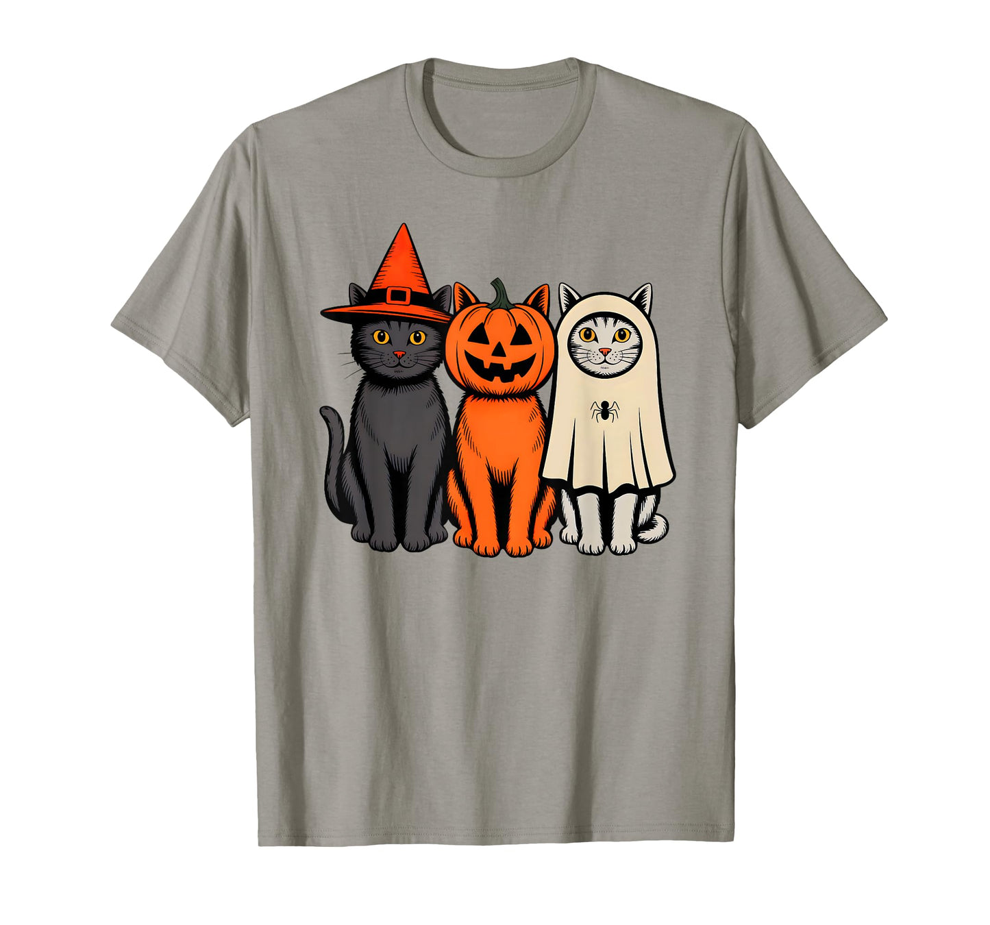 Cute Ghost Halloween Black Cat Witch Hat Pumpkin Women Girls T-Shirt