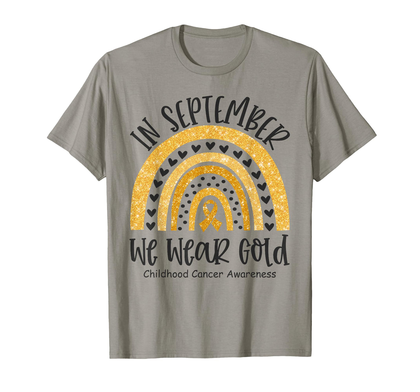 in September We Wear Gold Childhood Cancer Awareness Rainbow T-Shirt
