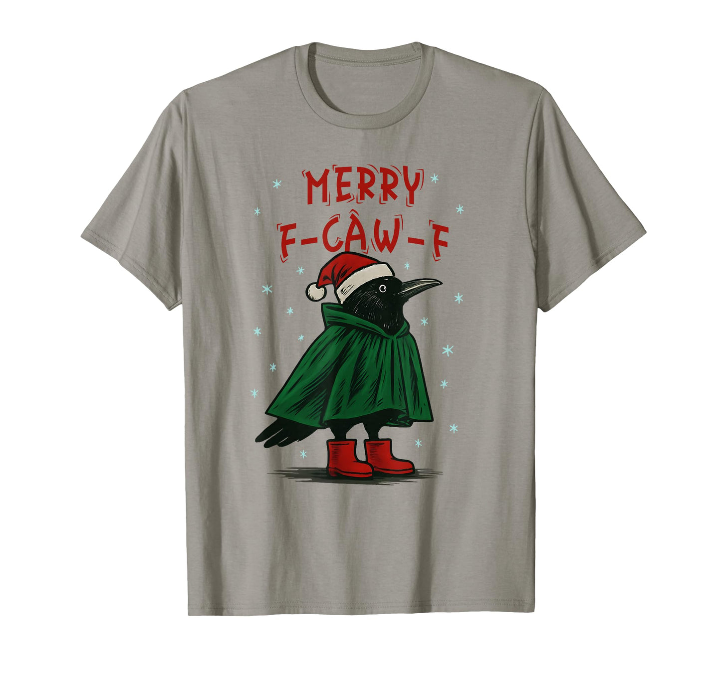 Merry Christmas F-Caw-F Crow Santa Black Bird Xmas Raven T-Shirt