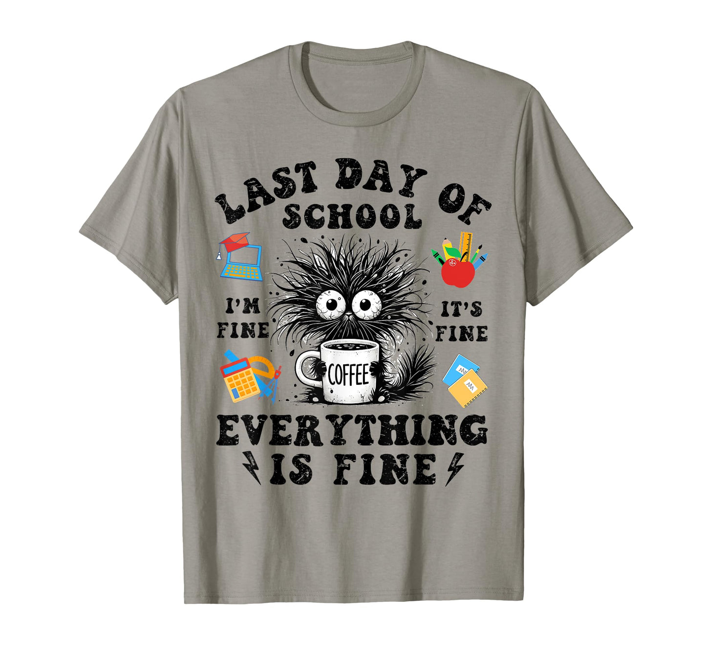 Last Day Of School-End Of School Year-I Survived Funny Cat T-Shirt for Men Women Kids