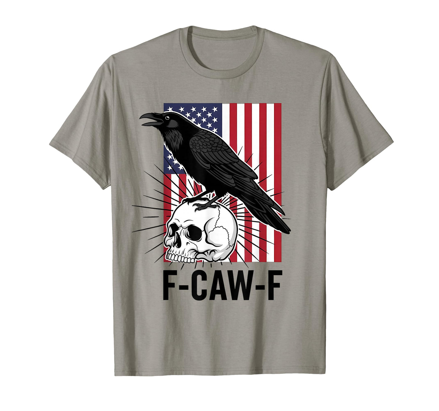 F-Caw-F Crow USA Flag Black Raven Skull FCAWF Bird Lover T-Shirt