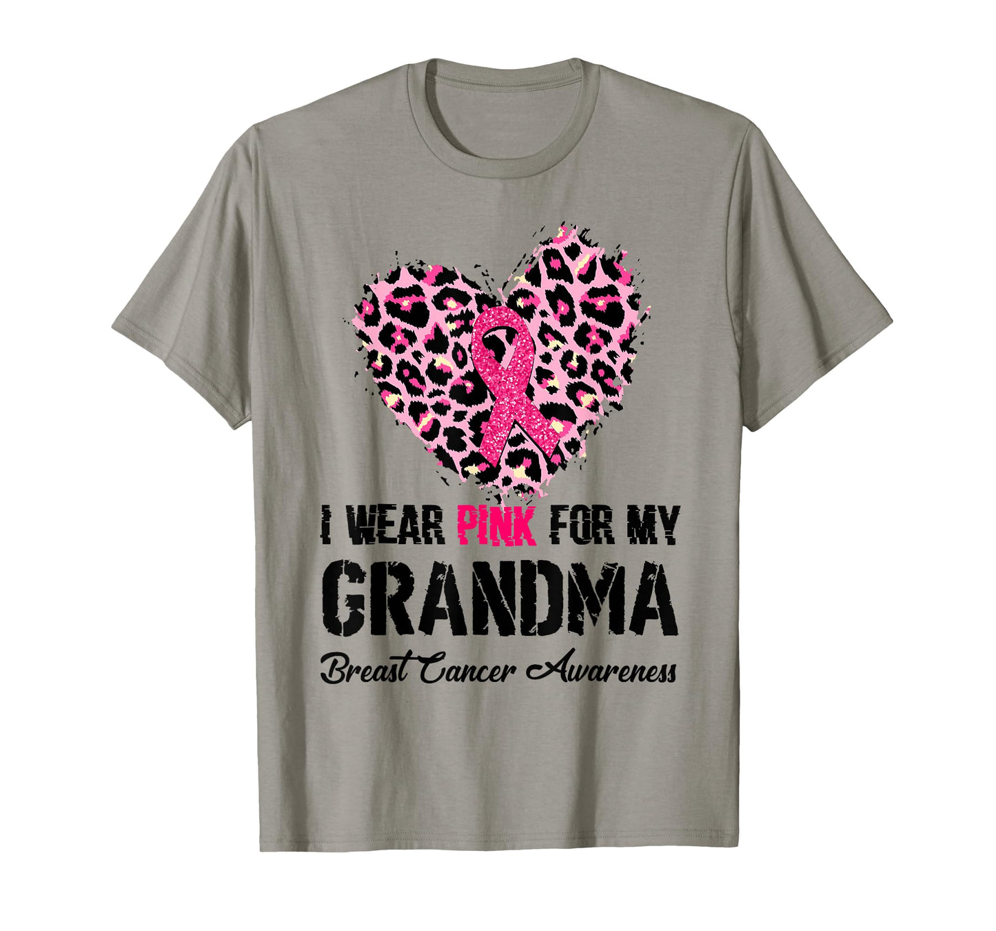 I Wear Pink For My Grandma Breast Cancer Awareness Heart Tee T-Shirt