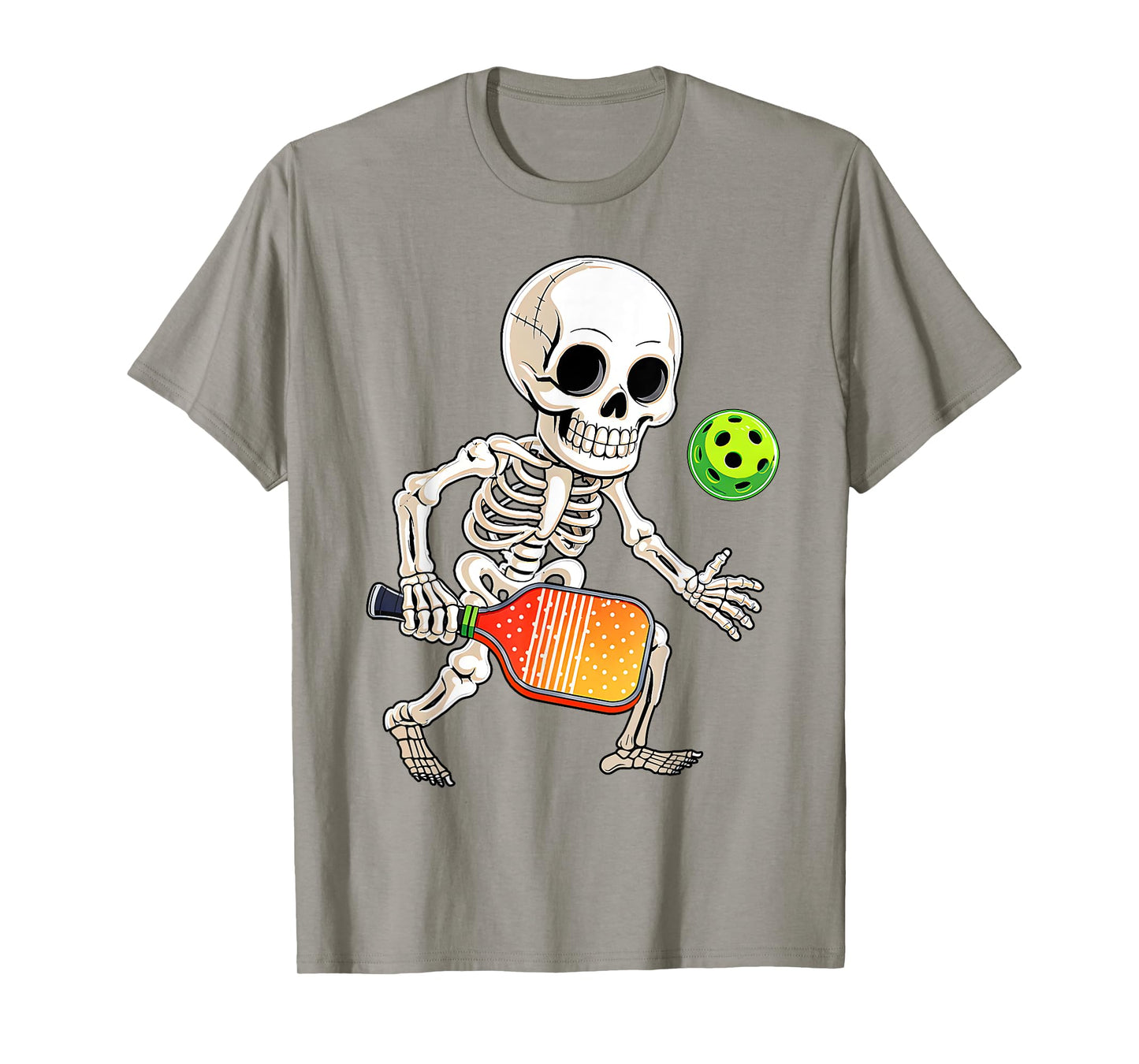 Retro Skeleton Playing Pickle Ball Halloween Costume Player T-Shirt