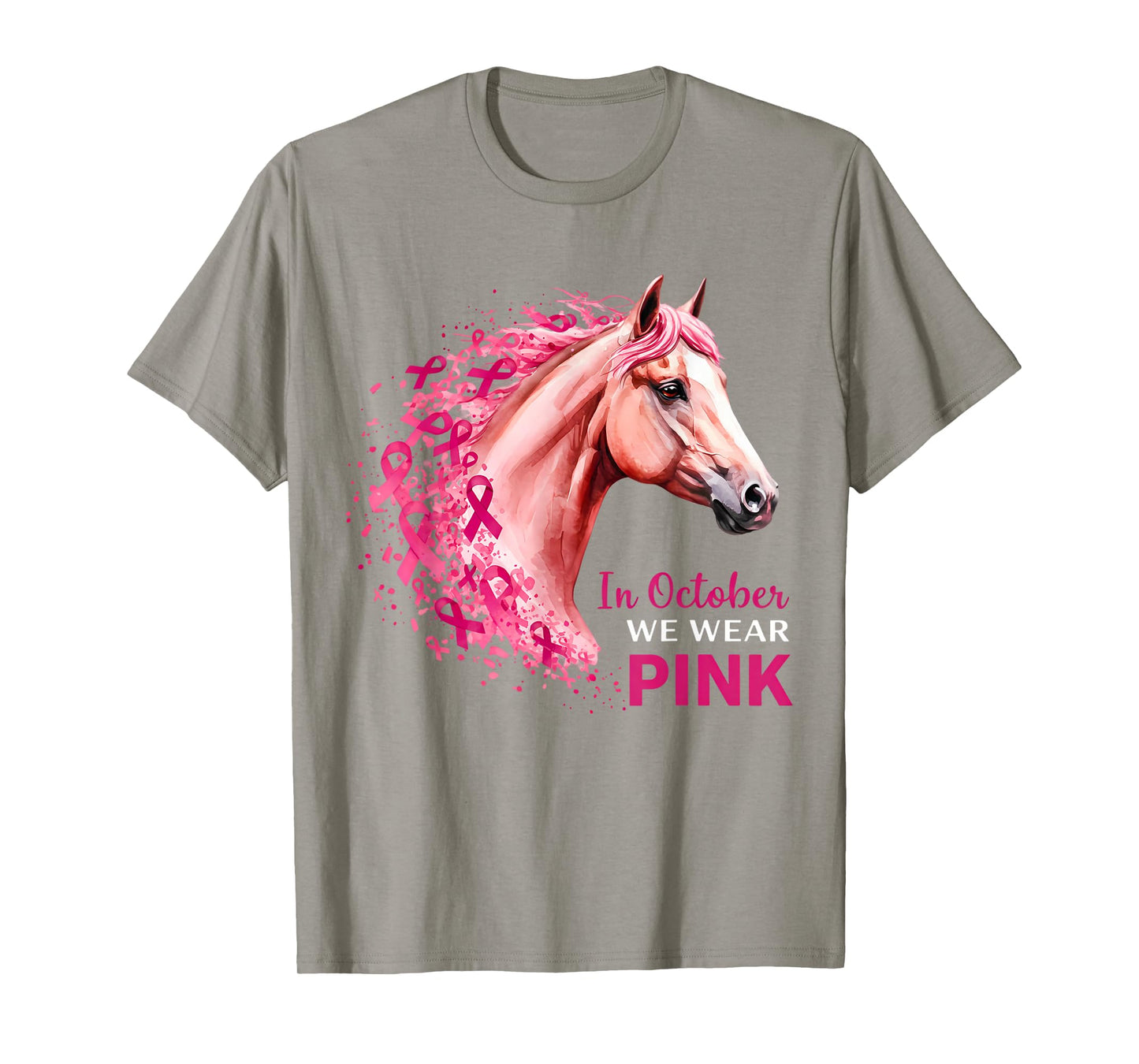 in October We Wear Pink Horse Breast Cancer Awareness T-Shirt