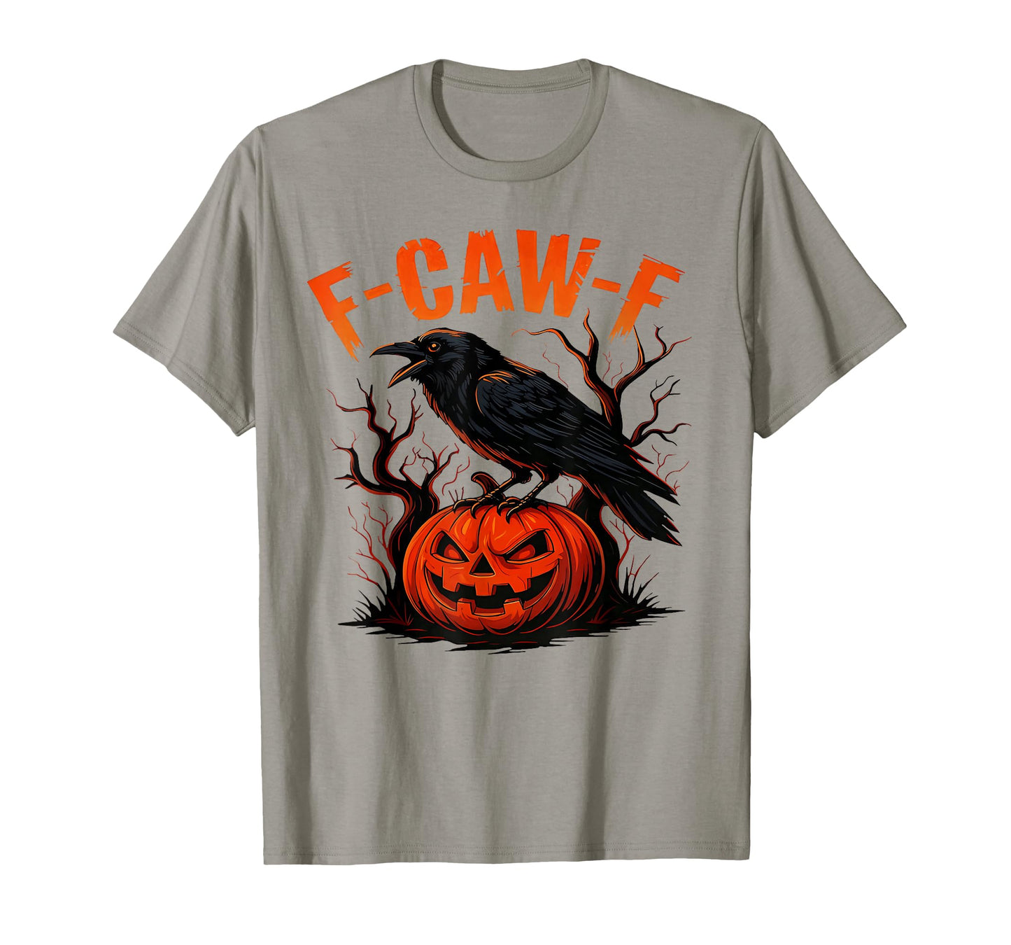 Retro Halloween F-Caw-F Funny Black Crow Pumpkin Season T-Shirt