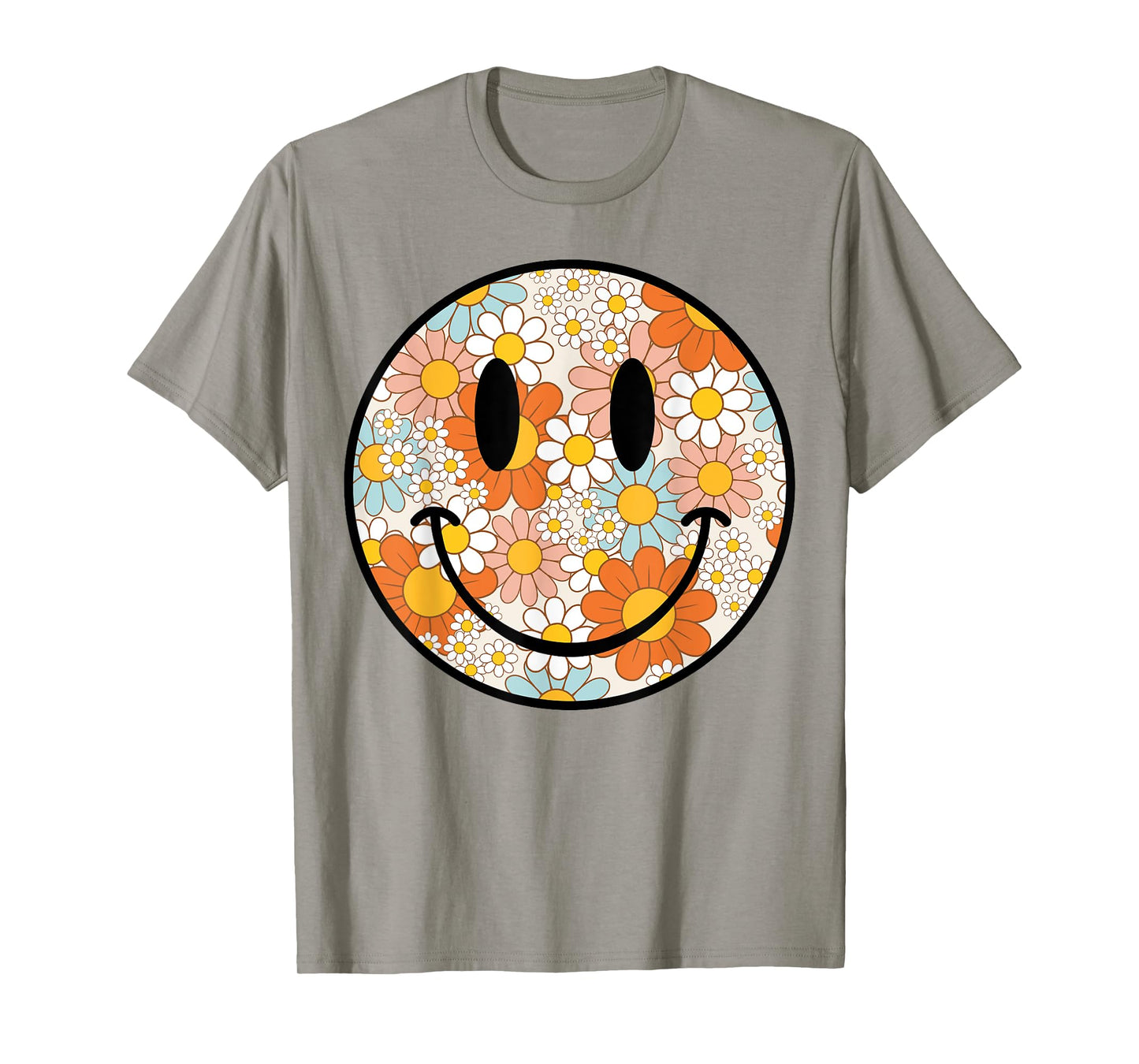Retro Floral Smile Face Preppy Aesthetic Men Women Kids T-Shirt