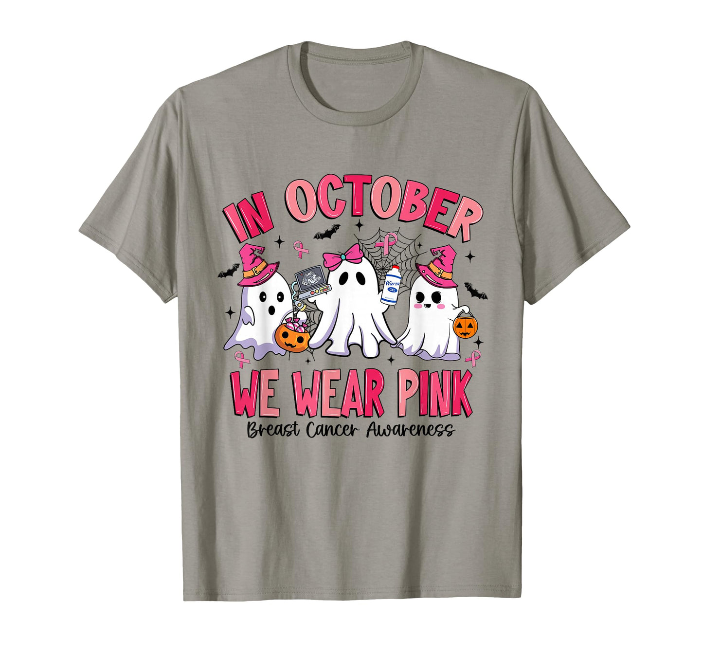in October We Wear Pink Sonography Sonographer Breast Cancer T-Shirt