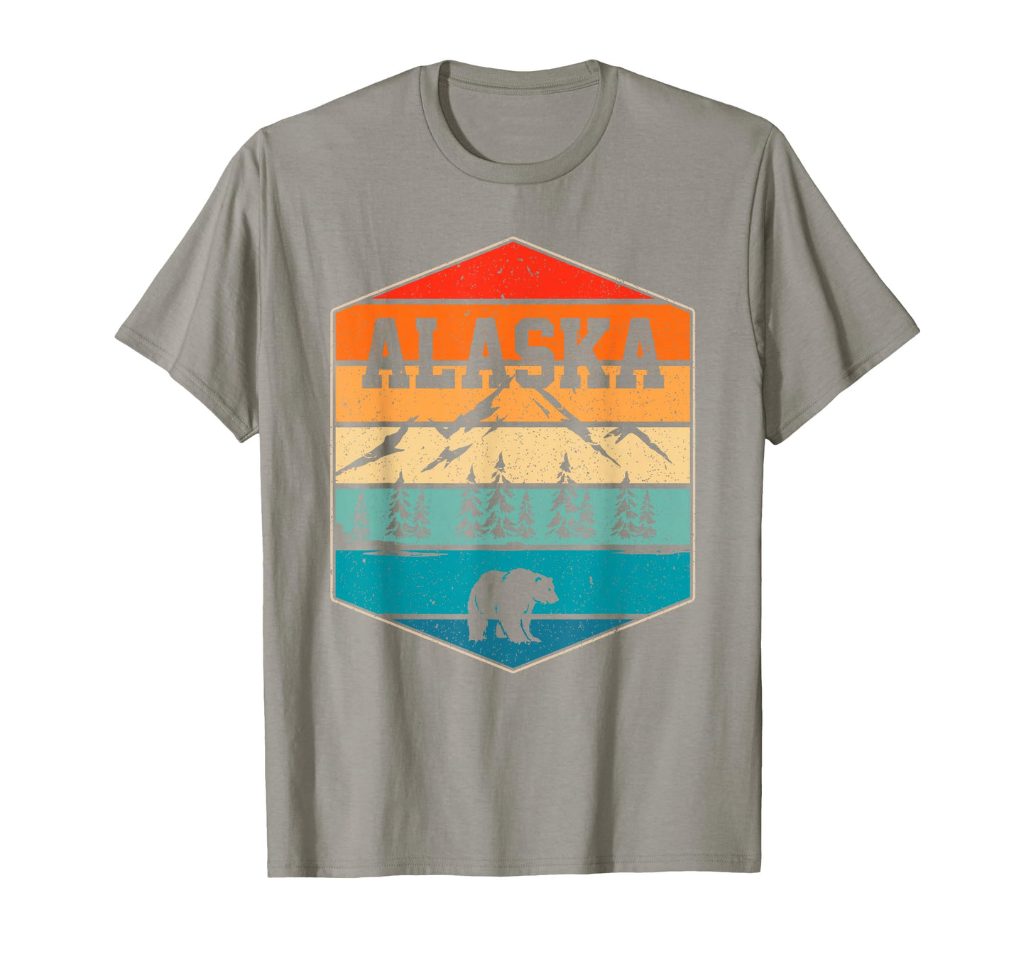 Alaskan Glacier Mountains Landscape Bear Animal Retro Alaska T-Shirt